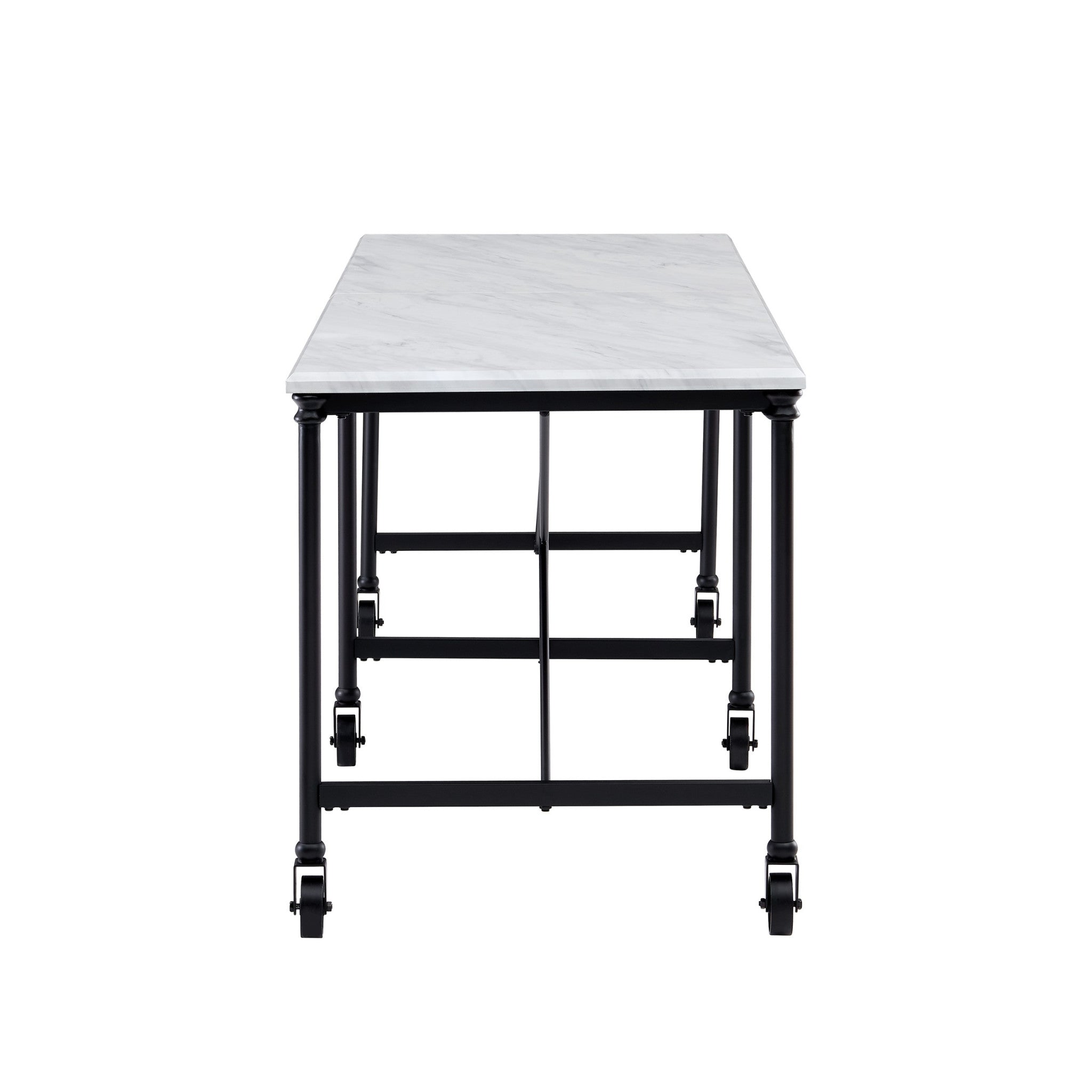 Black and White 70" Rolling Kitchen Island