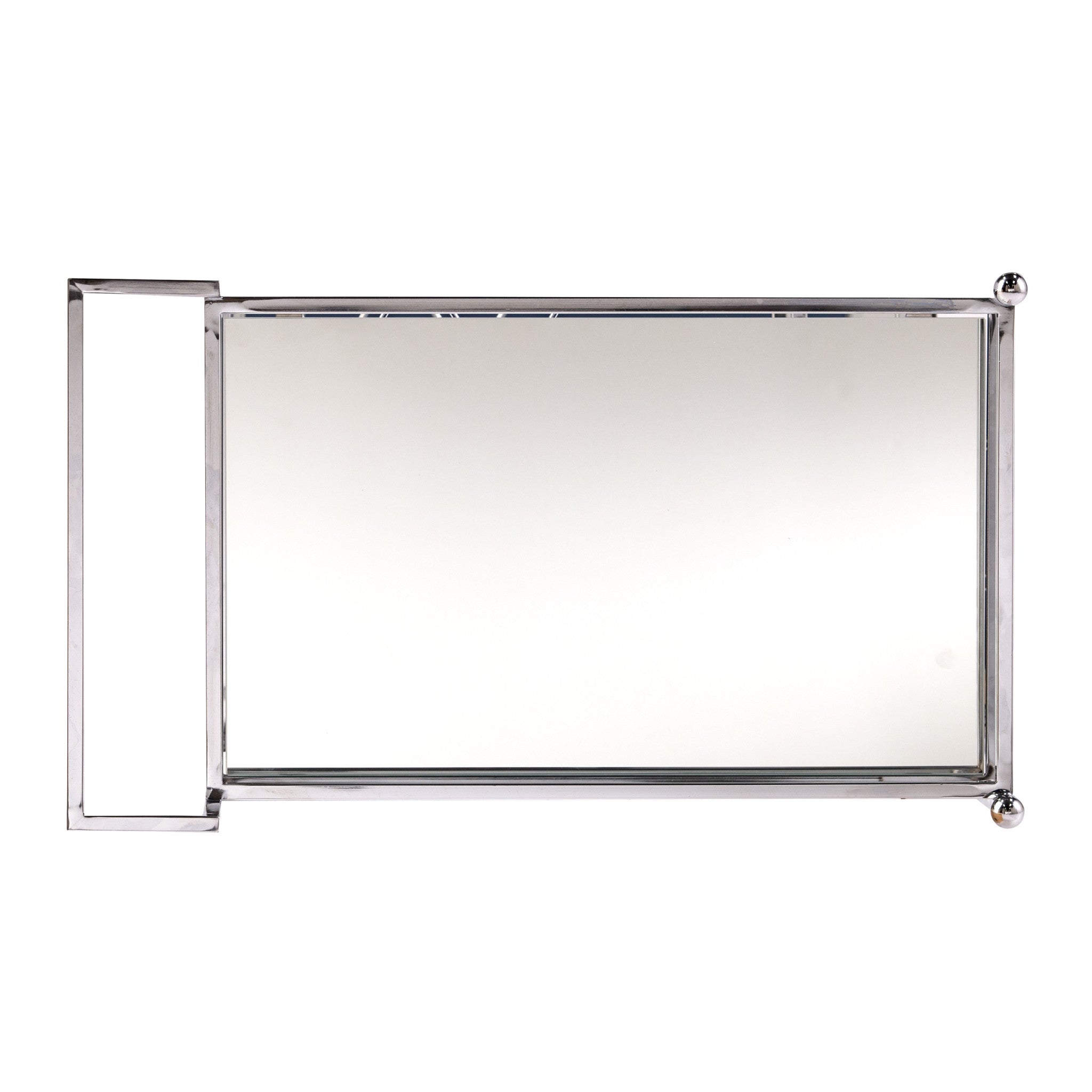 29" Silver Metal and Mirrored Glass Rolling Bar Cart With Wine Storage
