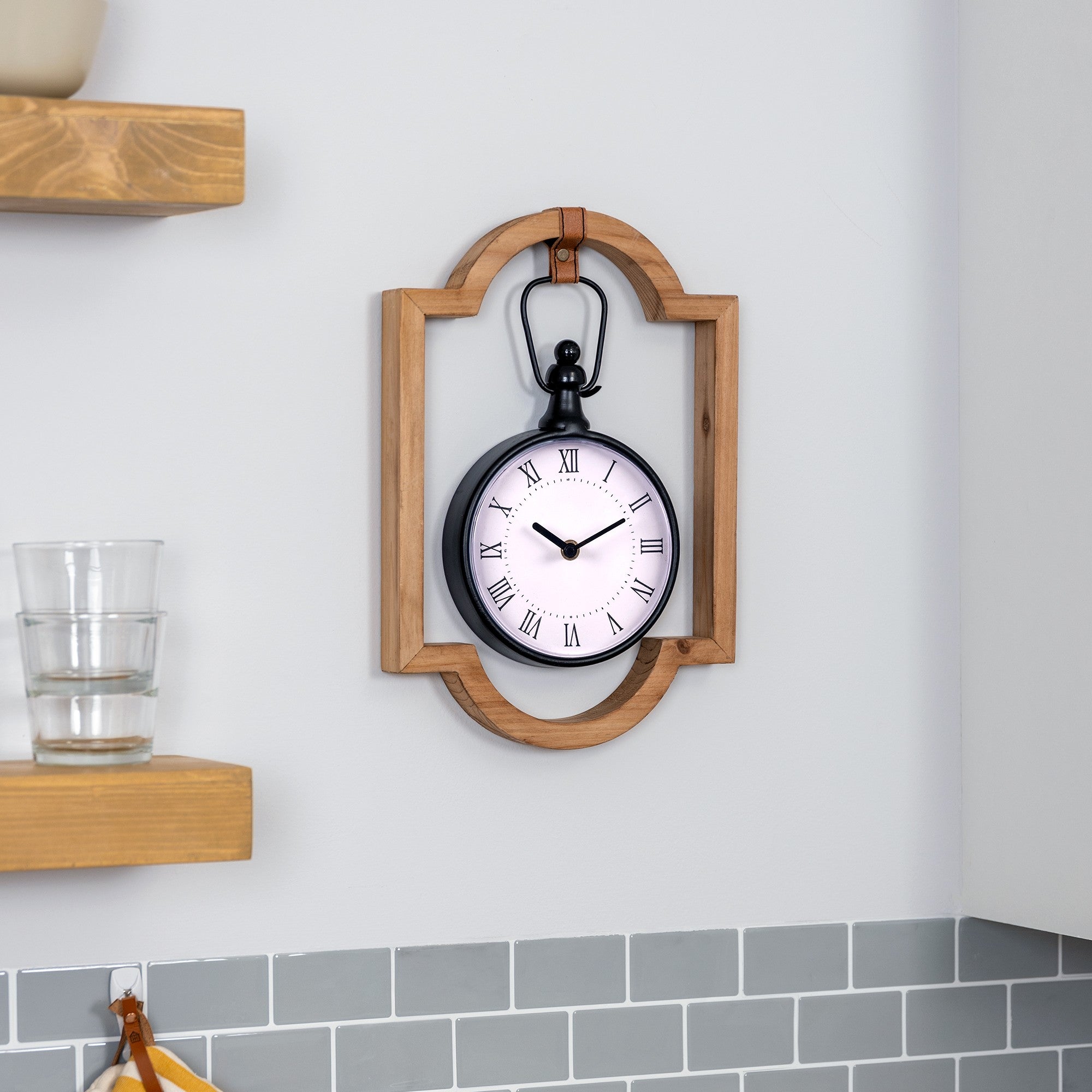Wooden Frame Hanging Wall Clock