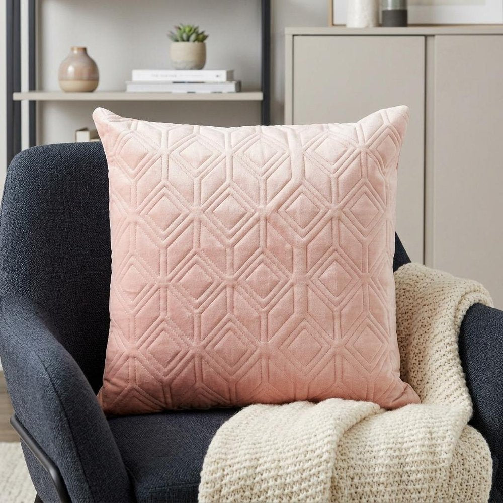 Tufted Diamonds Rose Gold Velvet Accent Pillow