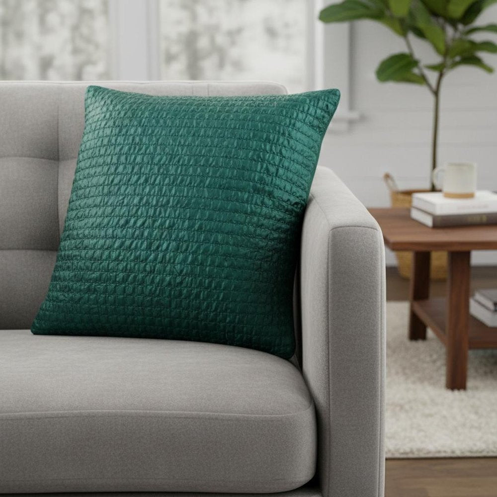 Teal Smooth Weaved Modern Throw Pillow