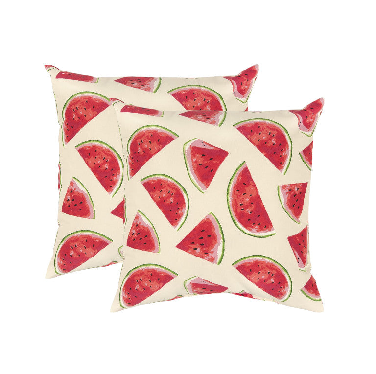 Set of Two 22" X 22" Red Indoor Outdoor Throw Pillow Cover & Insert