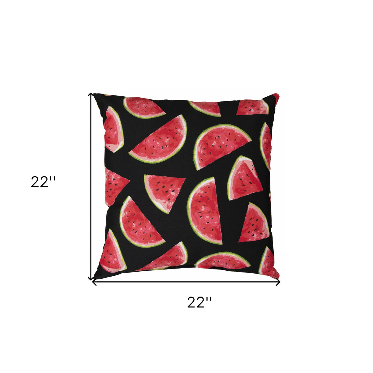 22" Black And Red Watermelon Indoor Outdoor Throw Pillow