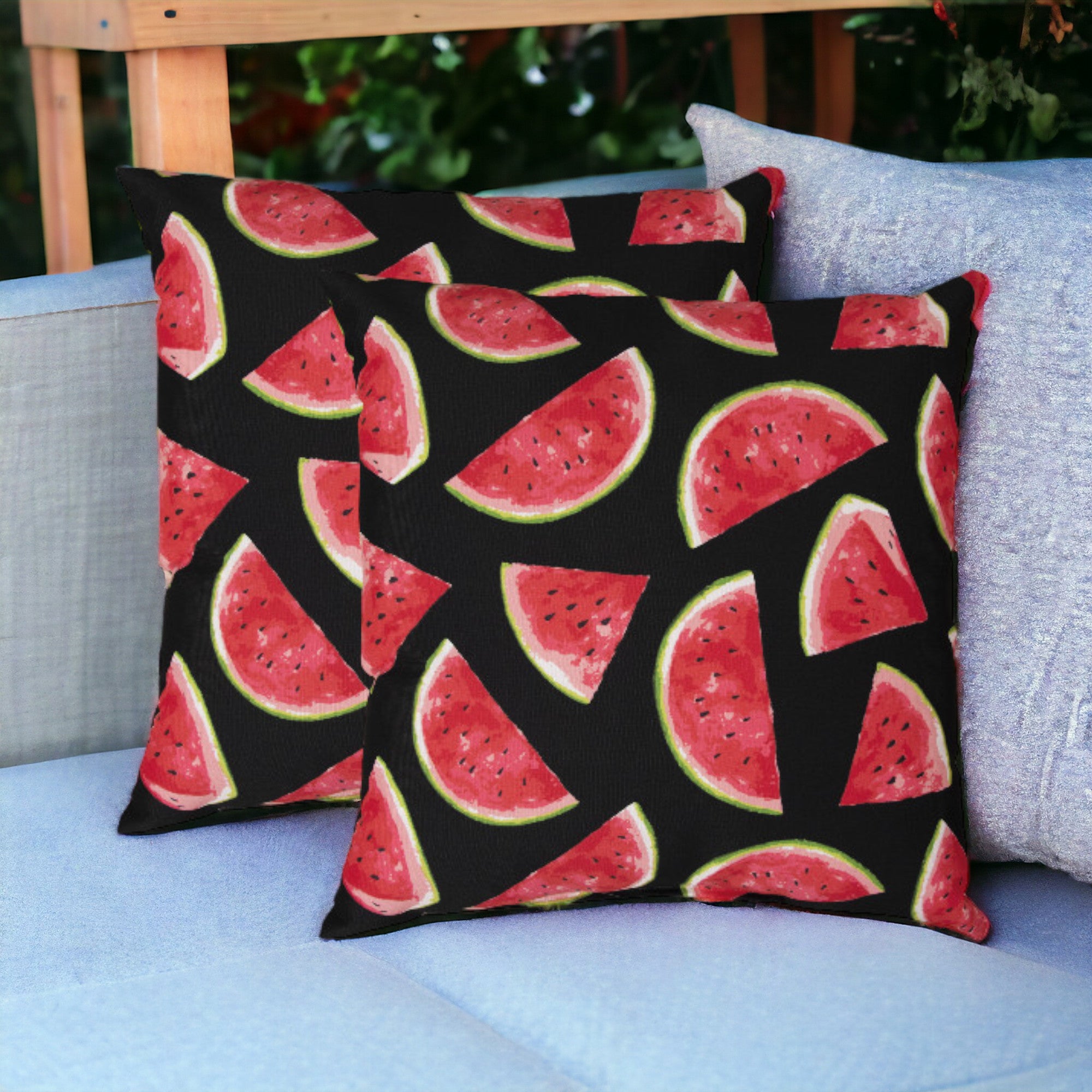 Set of Two 22" X 22" Red Indoor Outdoor Throw Pillow Cover & Insert