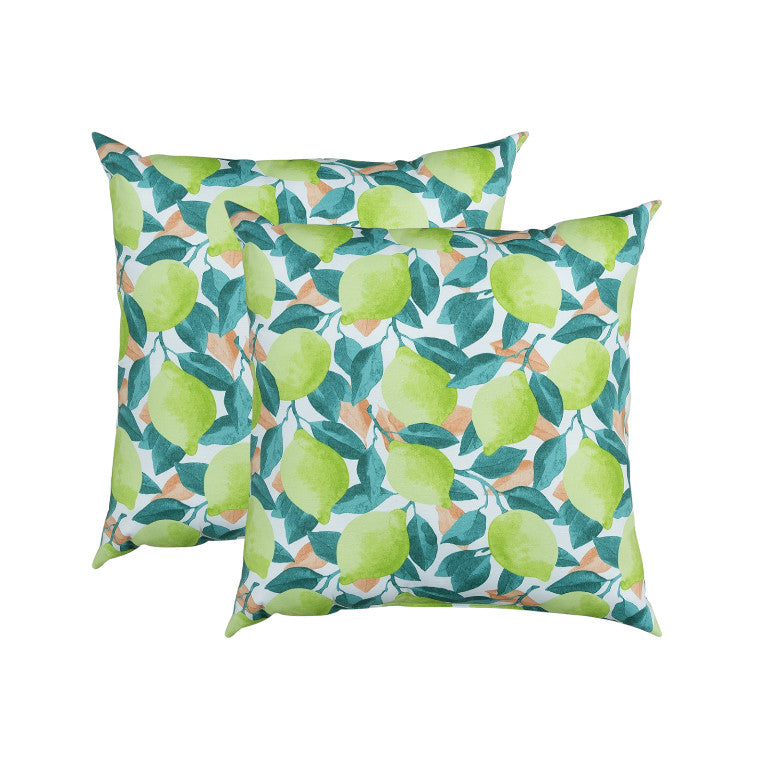 Set of Two 22" X 22" Lime Green Indoor Outdoor Throw Pillow Cover & Insert