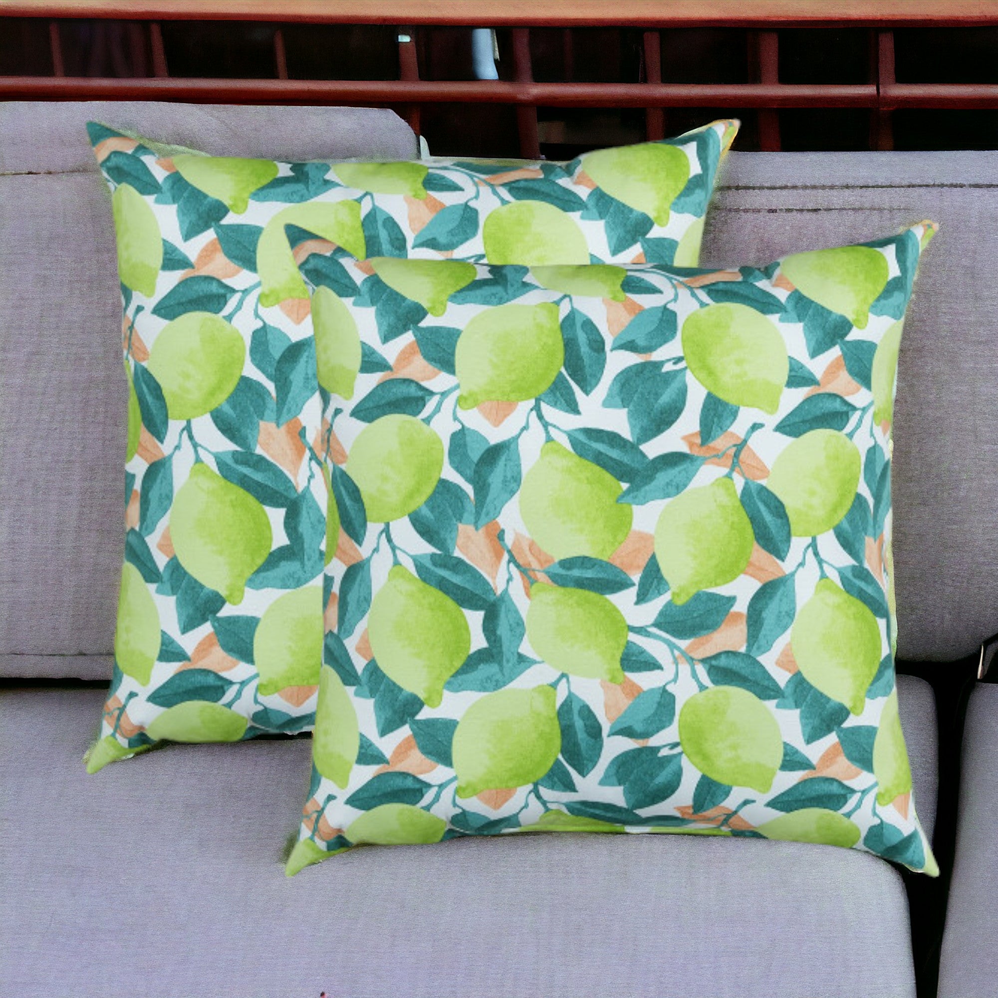 Set of Two 22" X 22" Lime Green Indoor Outdoor Throw Pillow Cover & Insert