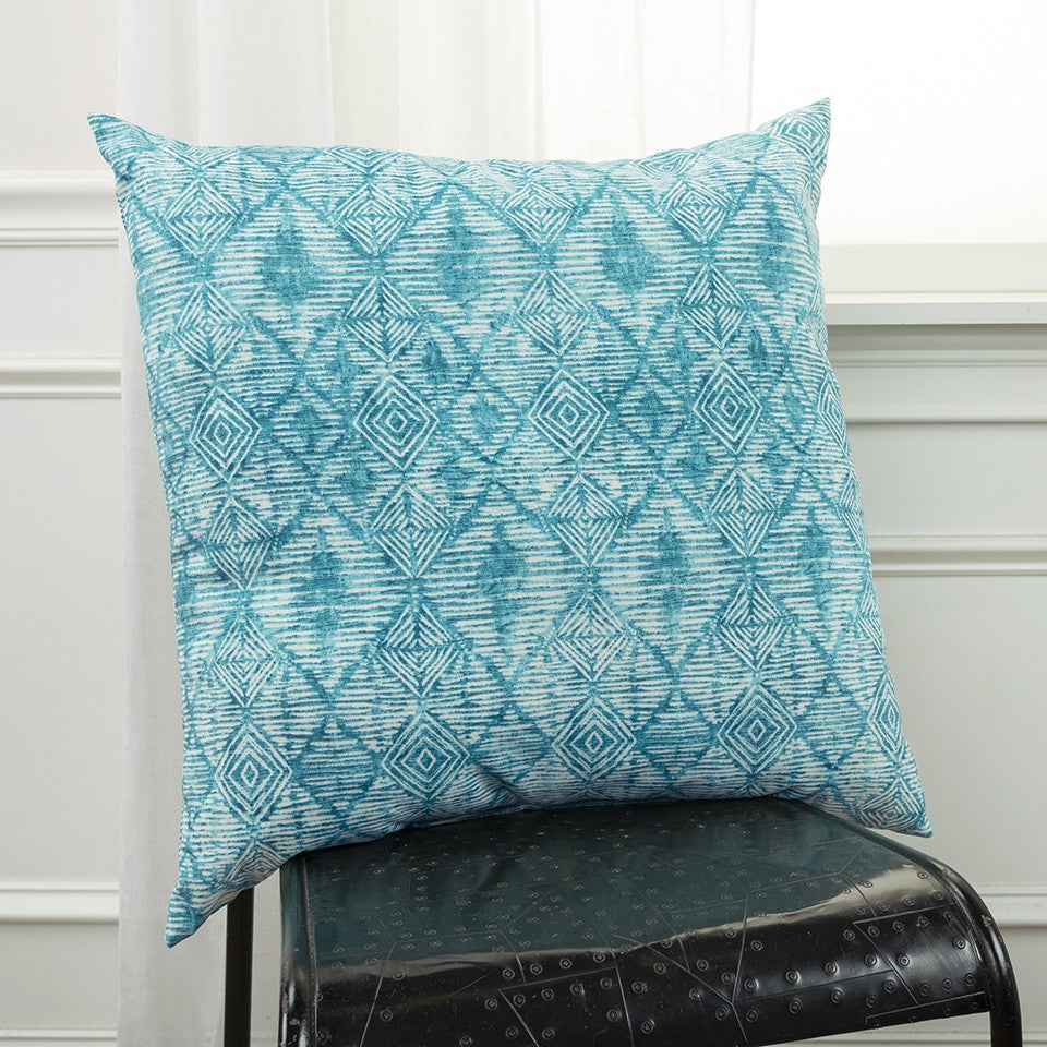 Set of Two 22" X 22" Teal Blue Indoor Outdoor Throw Pillow Cover & Insert