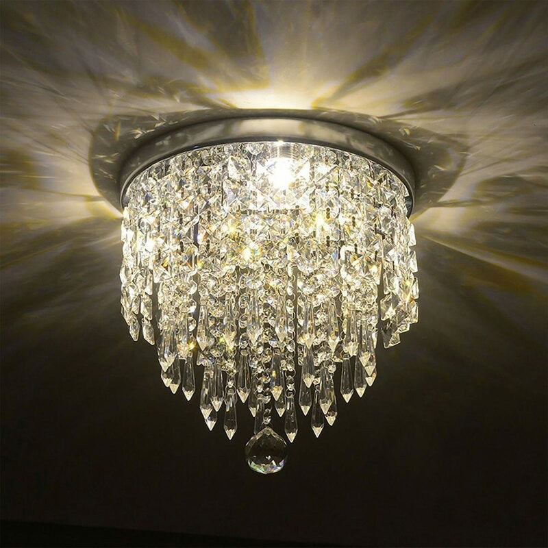 Black and Gold Shaded Transparent Glass and Crystals Dimmable Ceiling Light With Clear Shades