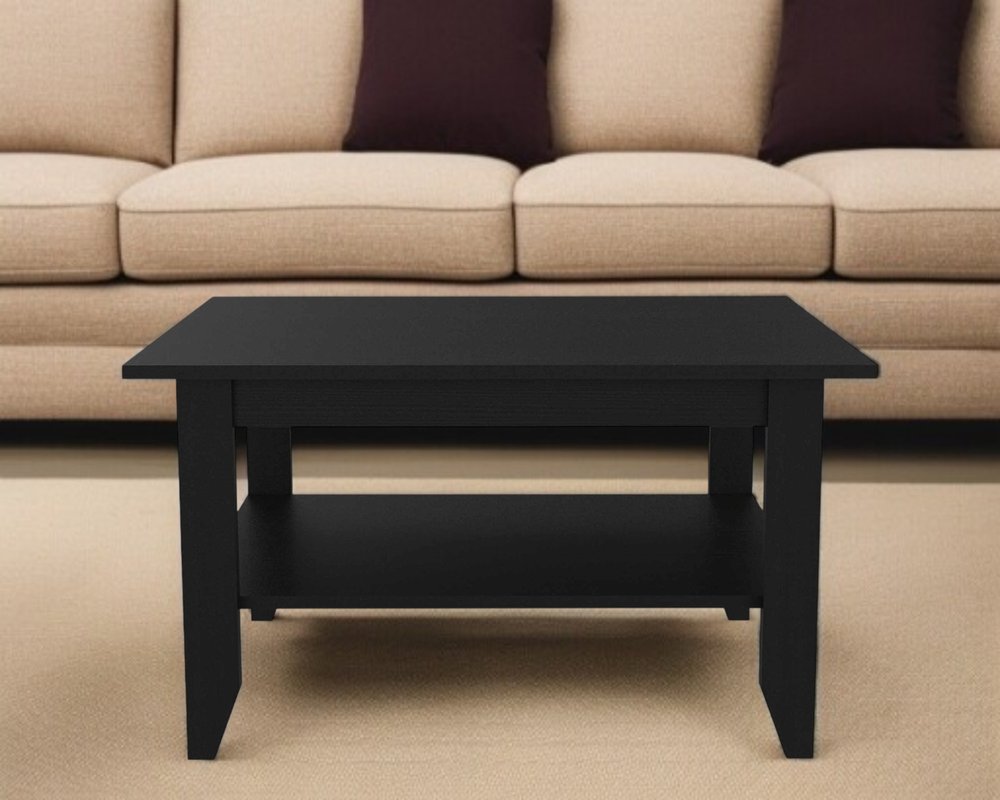 32" Black Coffee Table With Shelf