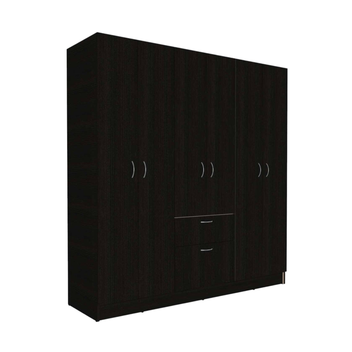 71" Black And White Wood Six Door Single Drawer Combo Dresser