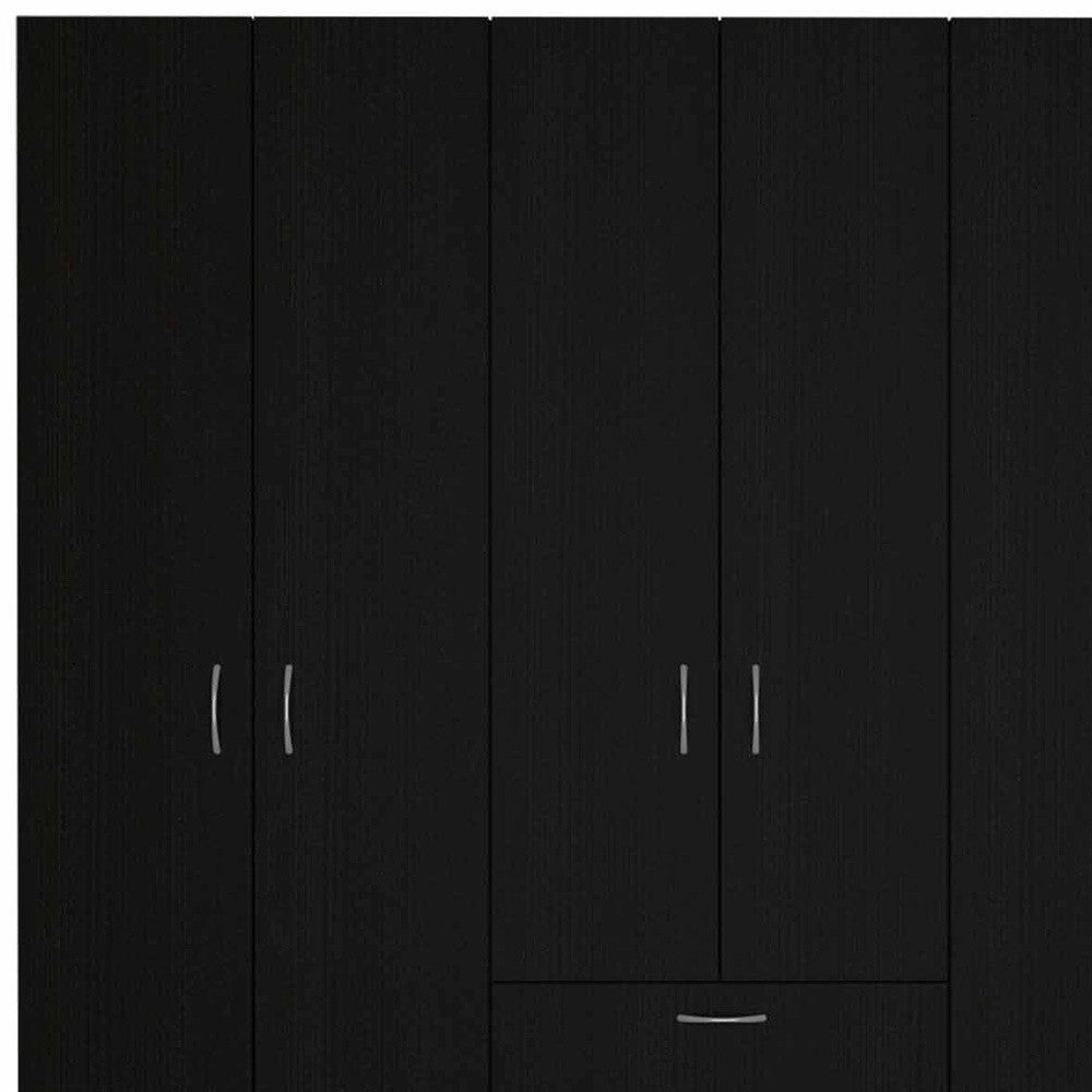 71" Black And White Wood Six Door Single Drawer Combo Dresser