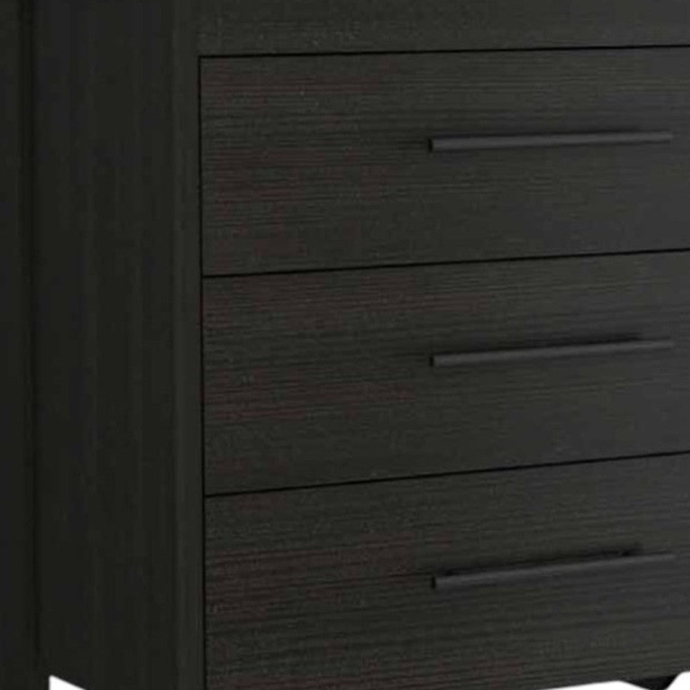 59" Black Wood Six Drawer Double Dresser