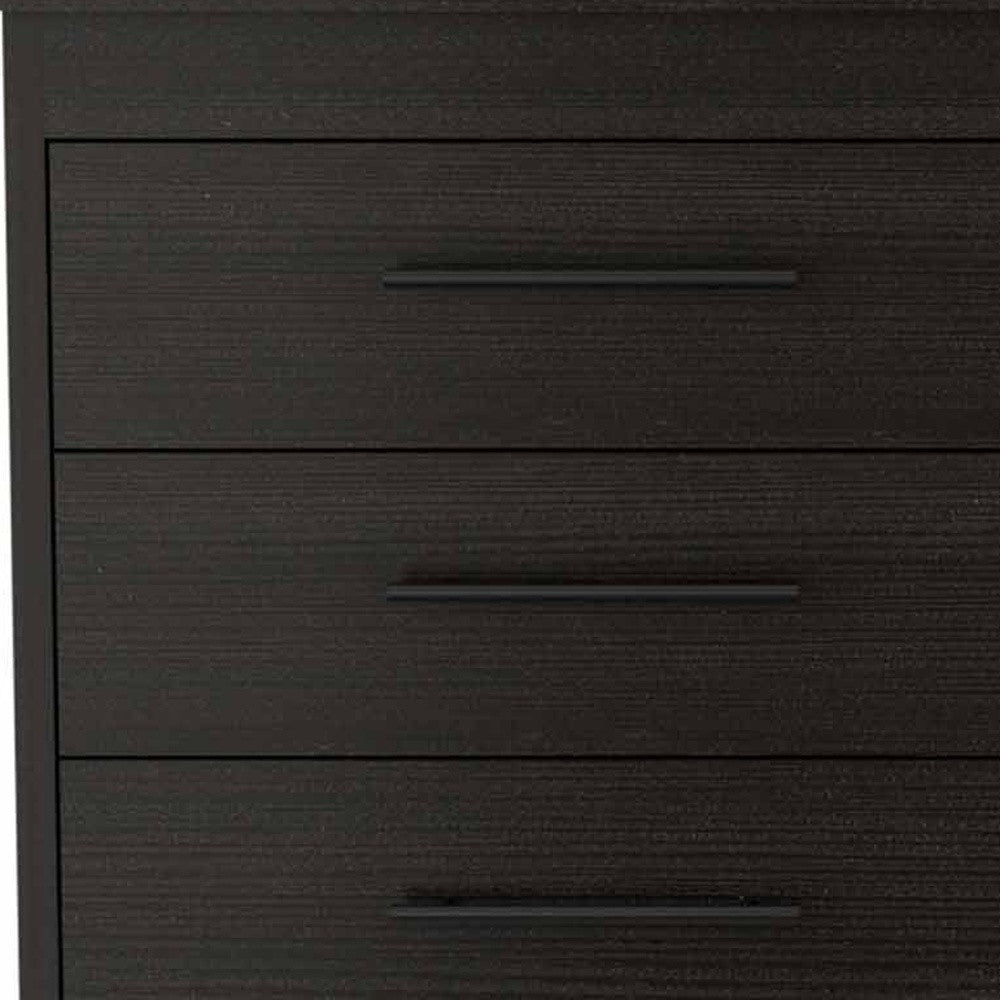 59" Black Wood Six Drawer Double Dresser