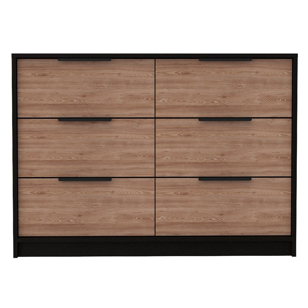 42" Brown and Black Four Drawer Dresser