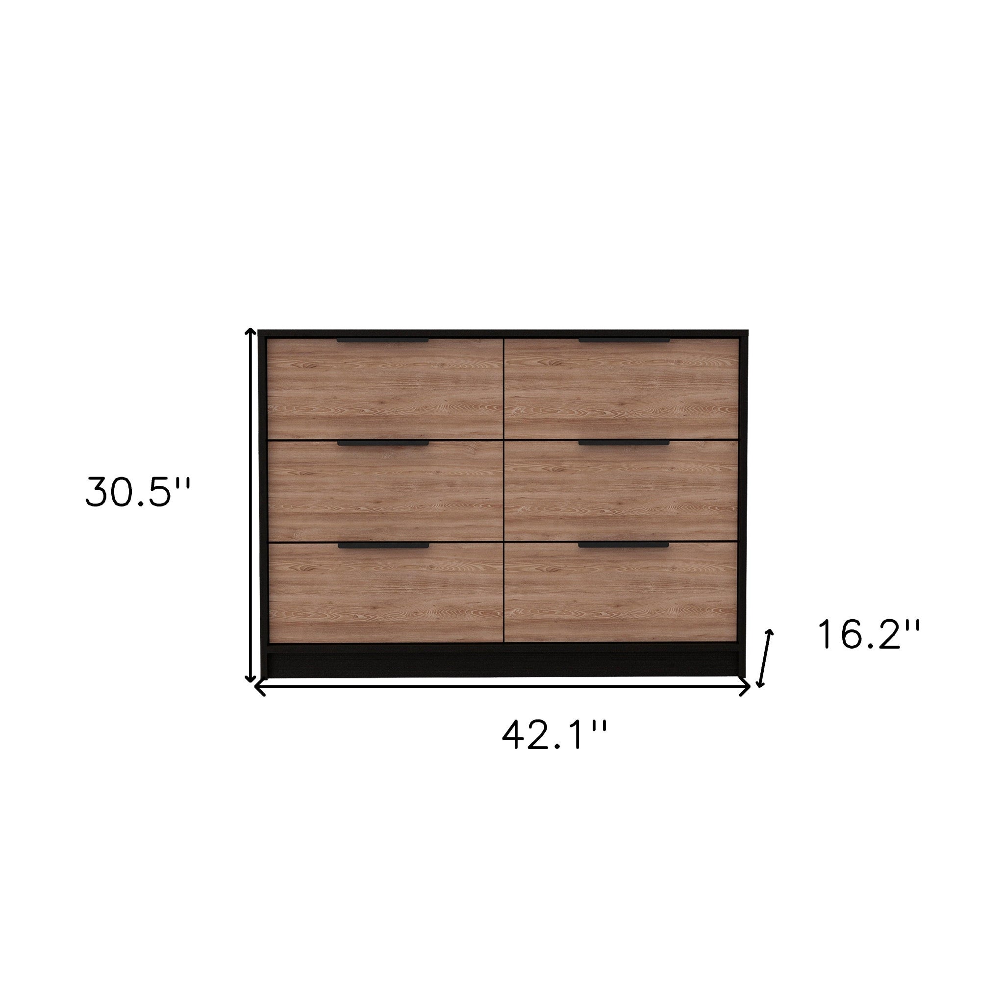 42" Brown And Black Wood Four Drawer Dresser