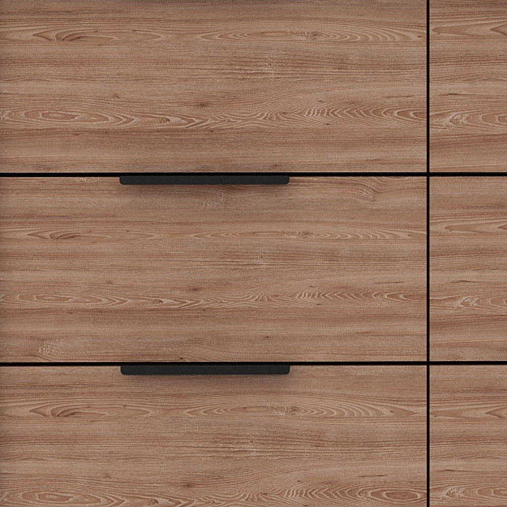 42" Brown And Black Wood Four Drawer Dresser