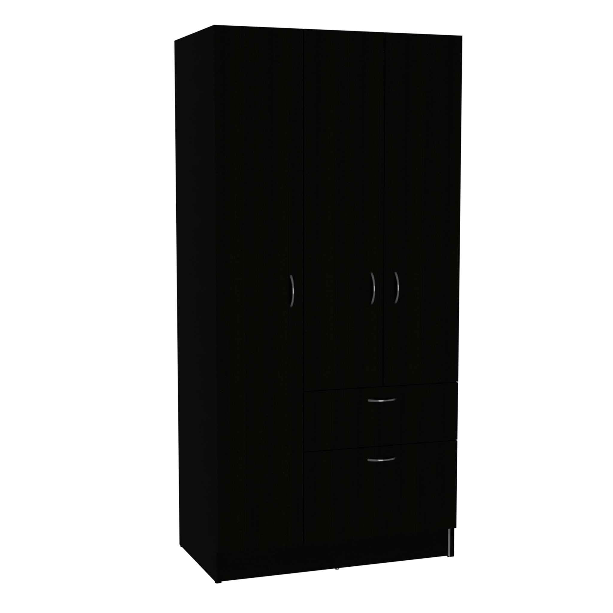 67" Black And White Wood Three Door Single Drawer Combo Dresser