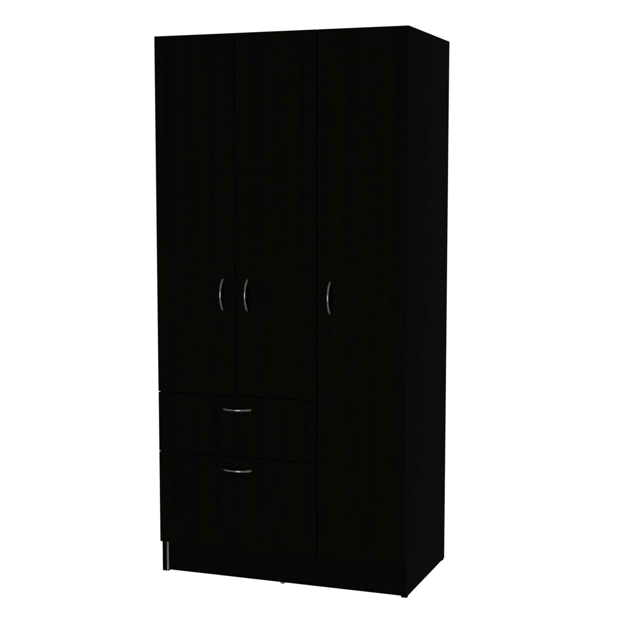 67" Black And White Wood Three Door Single Drawer Combo Dresser