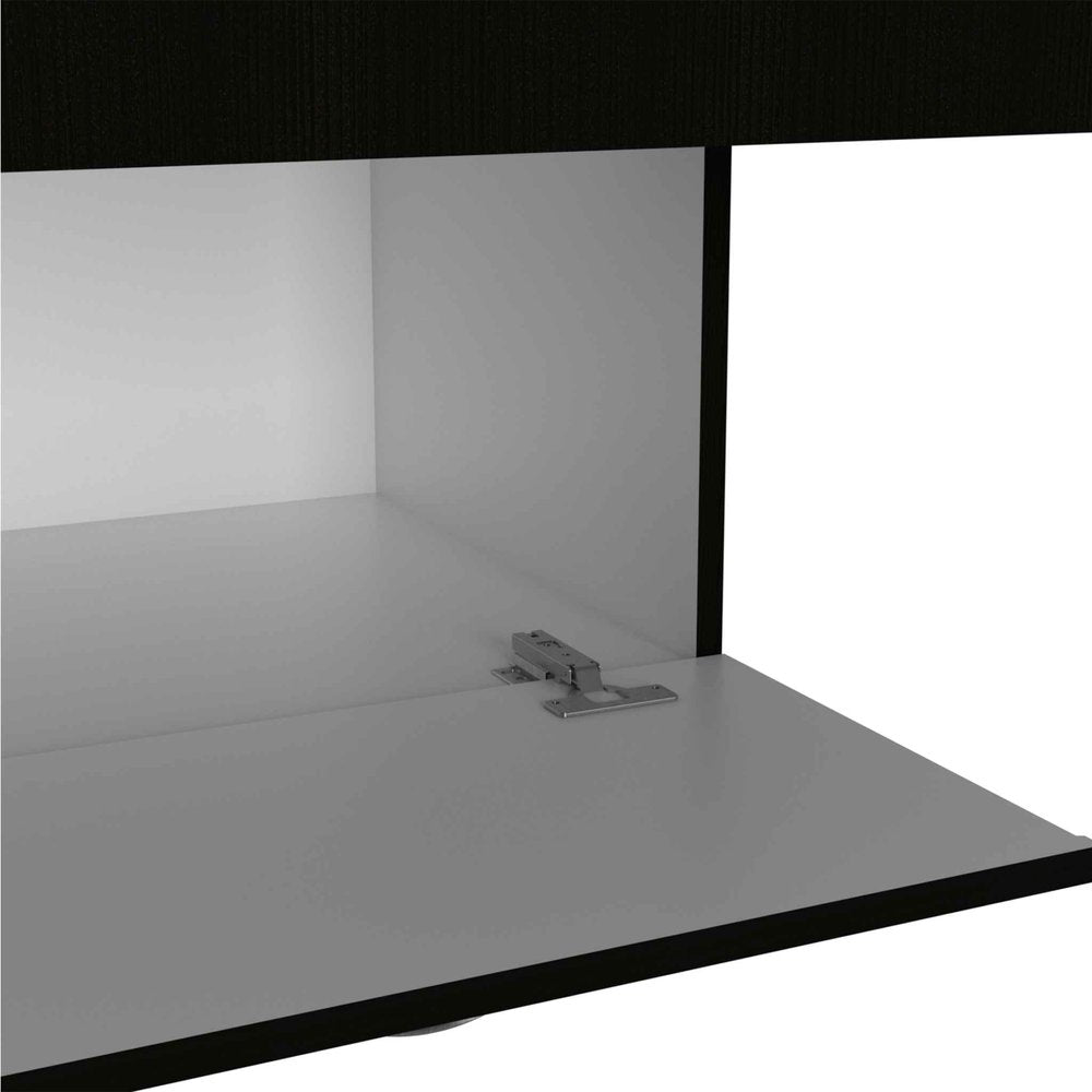 71" Black And White Wood Six Door Single Drawer Combo Dresser