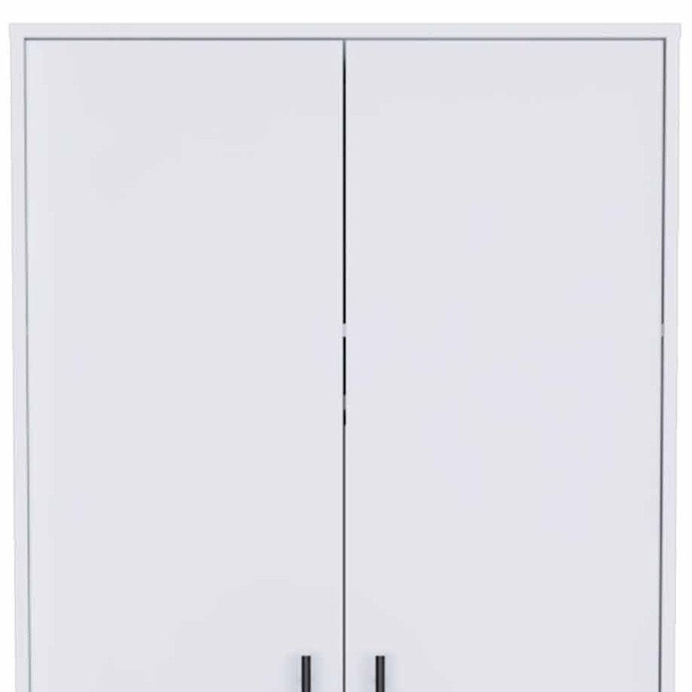 71" White Wood Two Door Single Drawer Combo Dresser