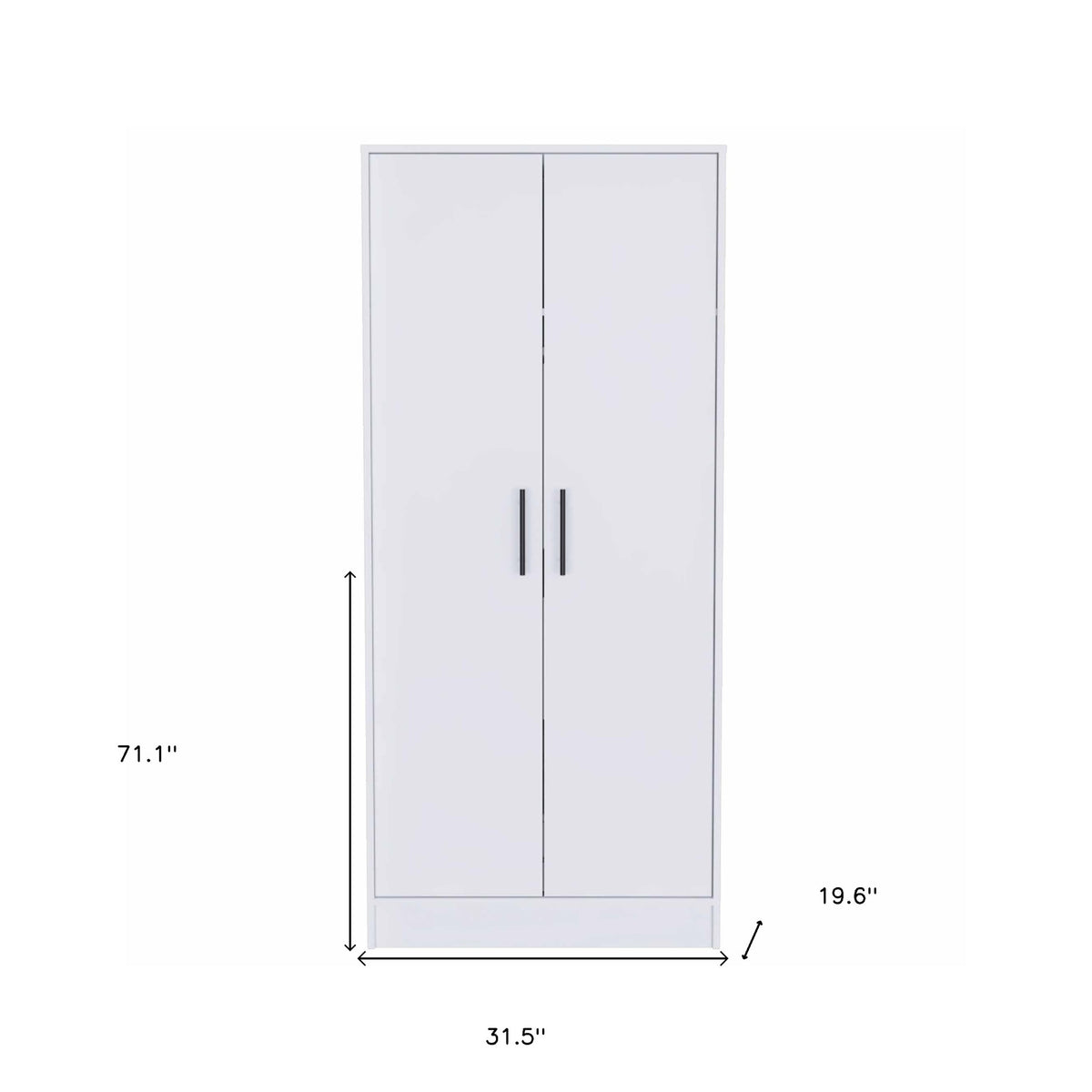 71" White Wood Two Door Single Drawer Combo Dresser