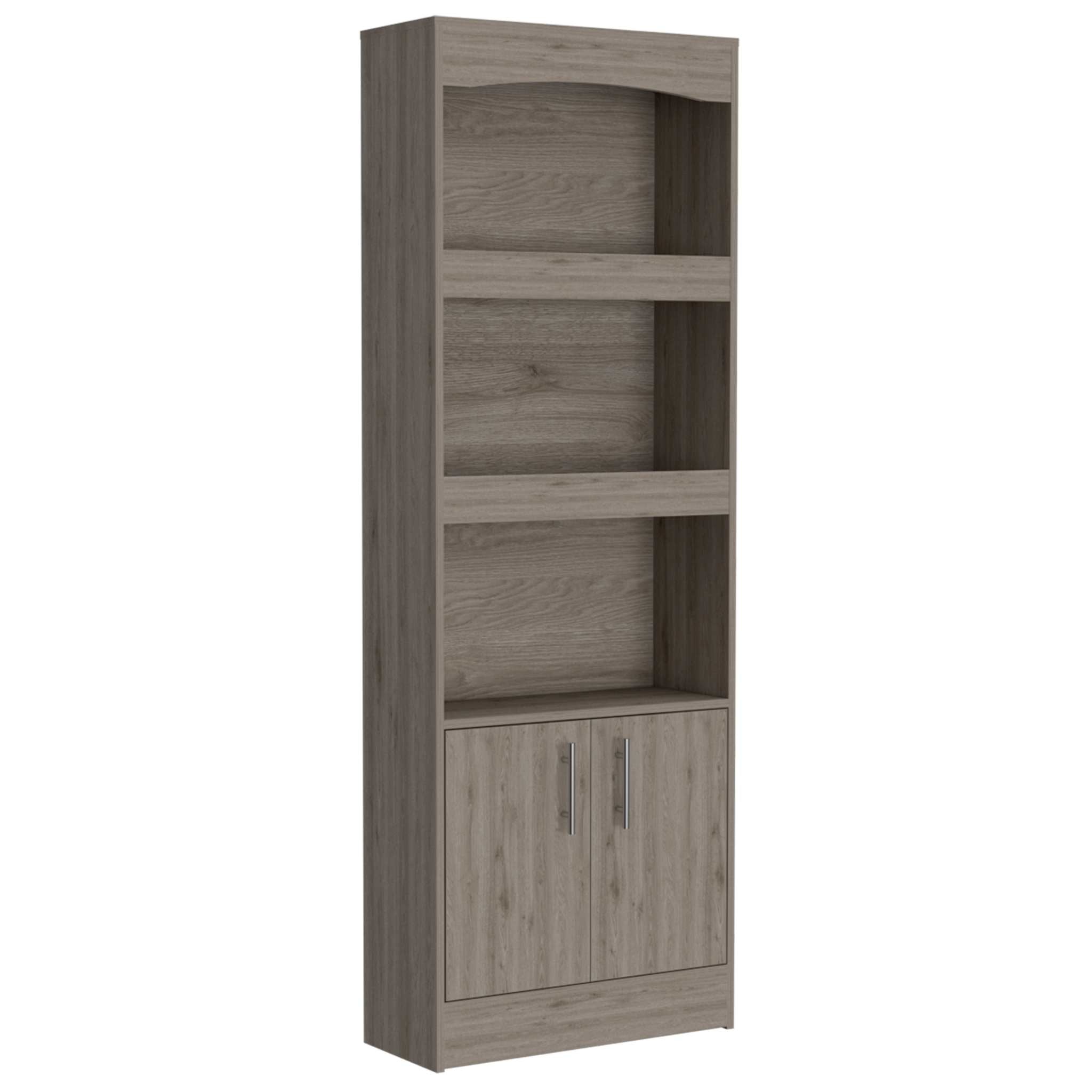 71" Three Tier Bookcase with Two doors