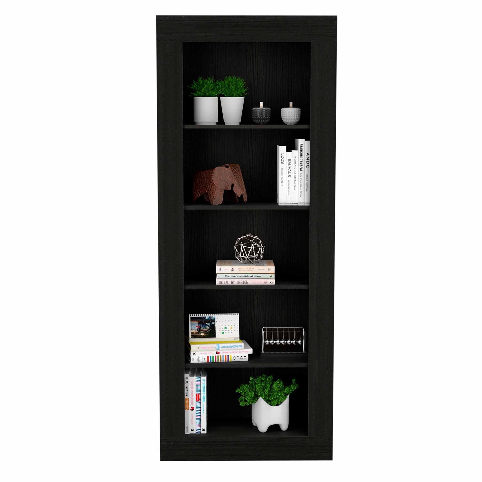 Black Five Tier Bookcase