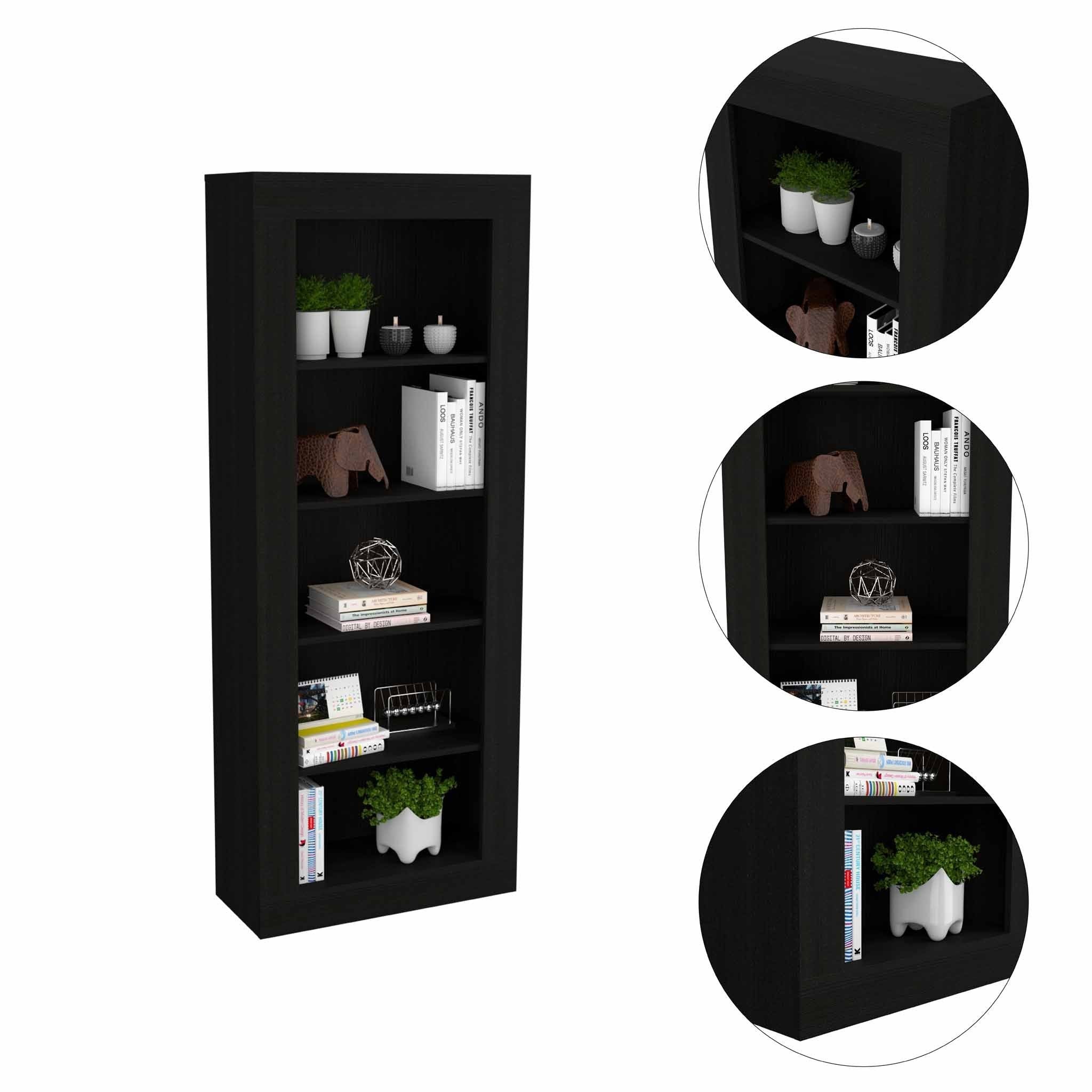 Black Five Tier Bookcase