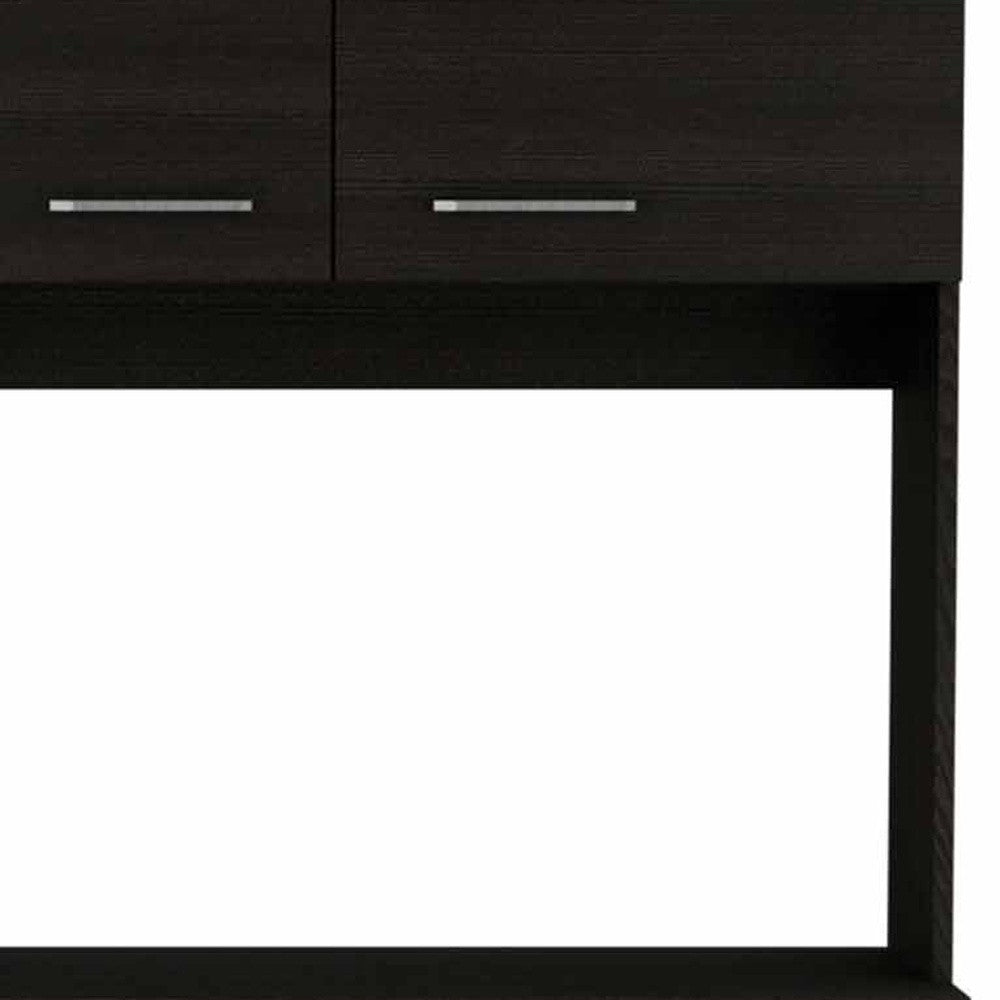 71" Black Wood Four Door Pantry Or Storage Closet
