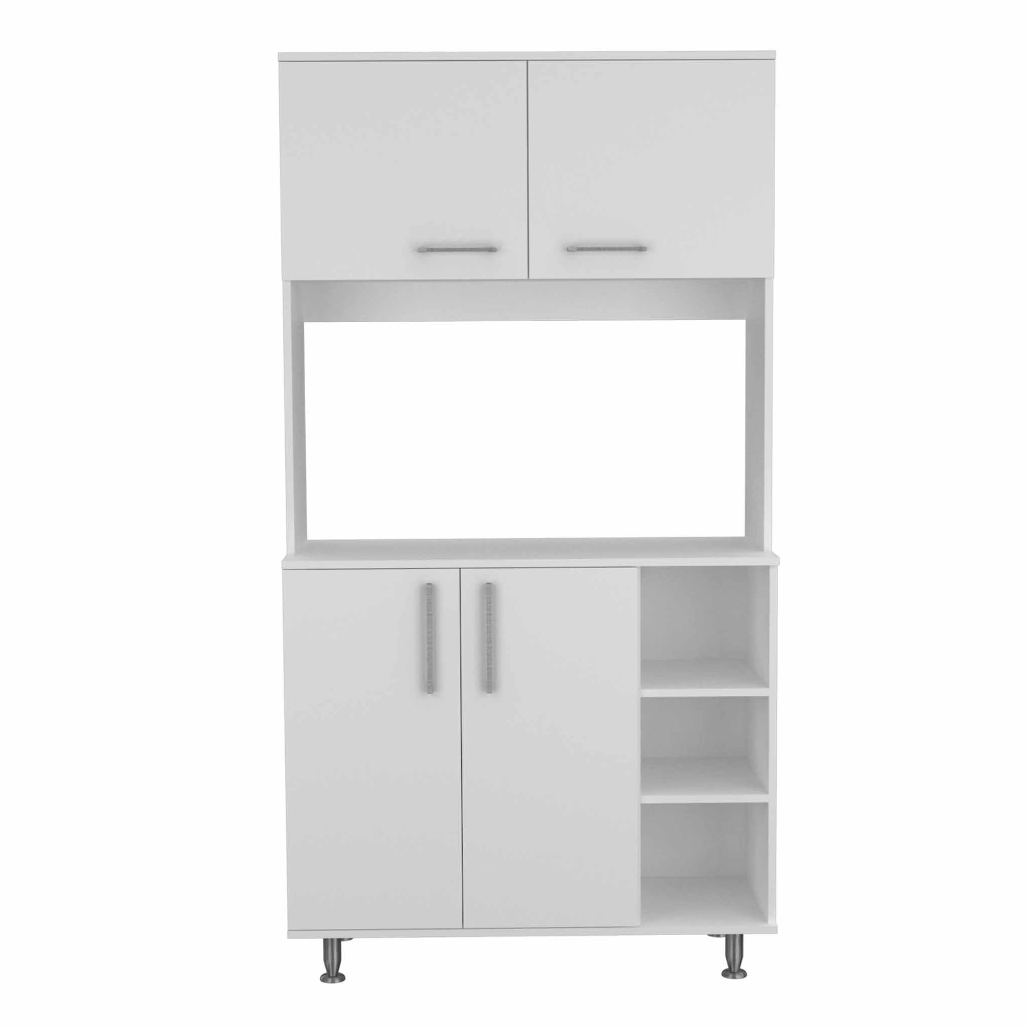 71" White Wood Four Door Pantry Or Storage Closet