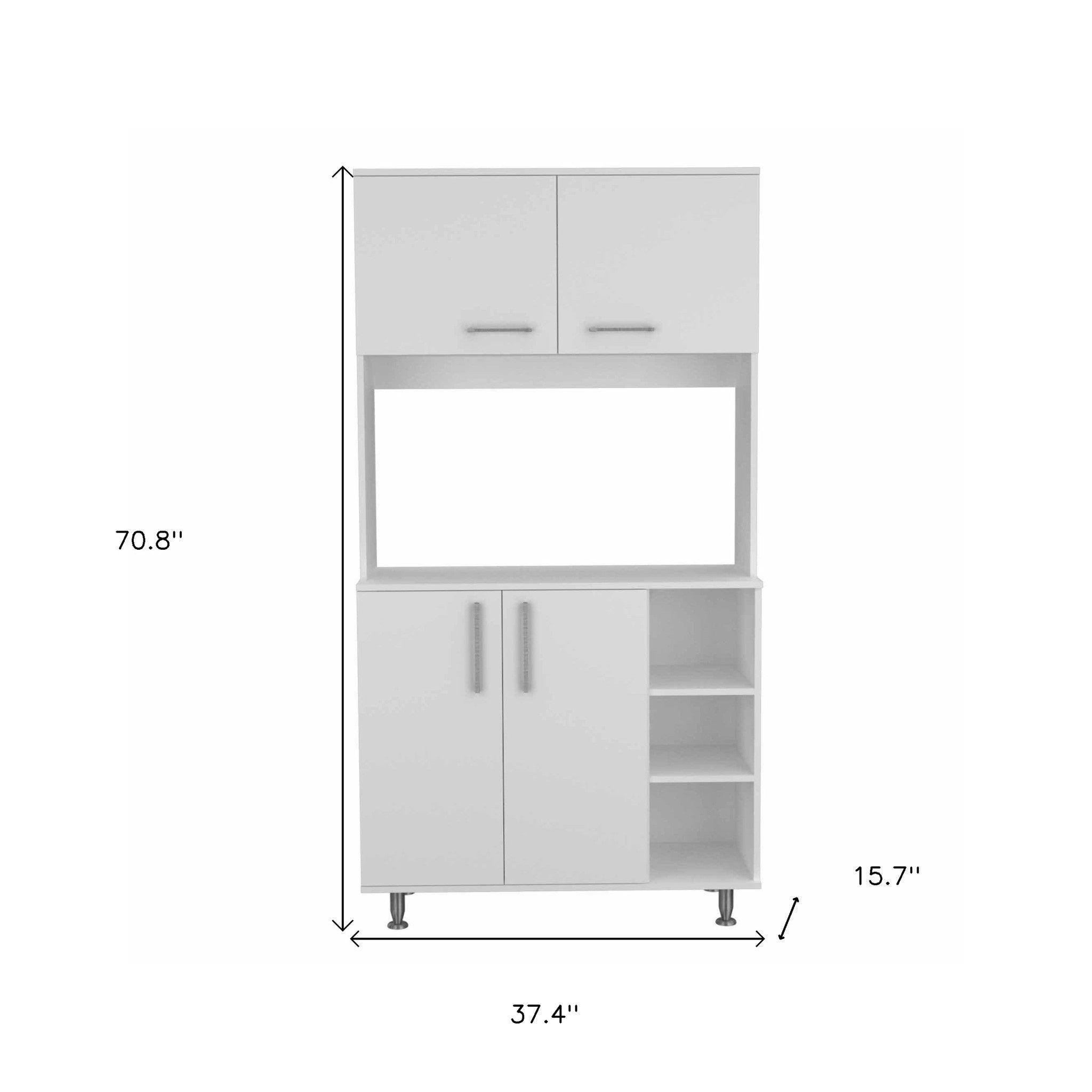 71" White Wood Four Door Pantry Or Storage Closet