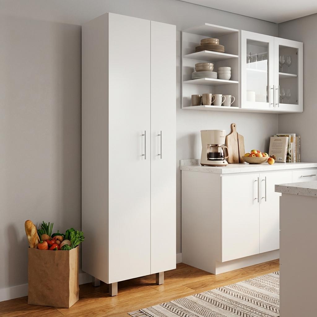 71" White Wood Pantry Or Storage Closet