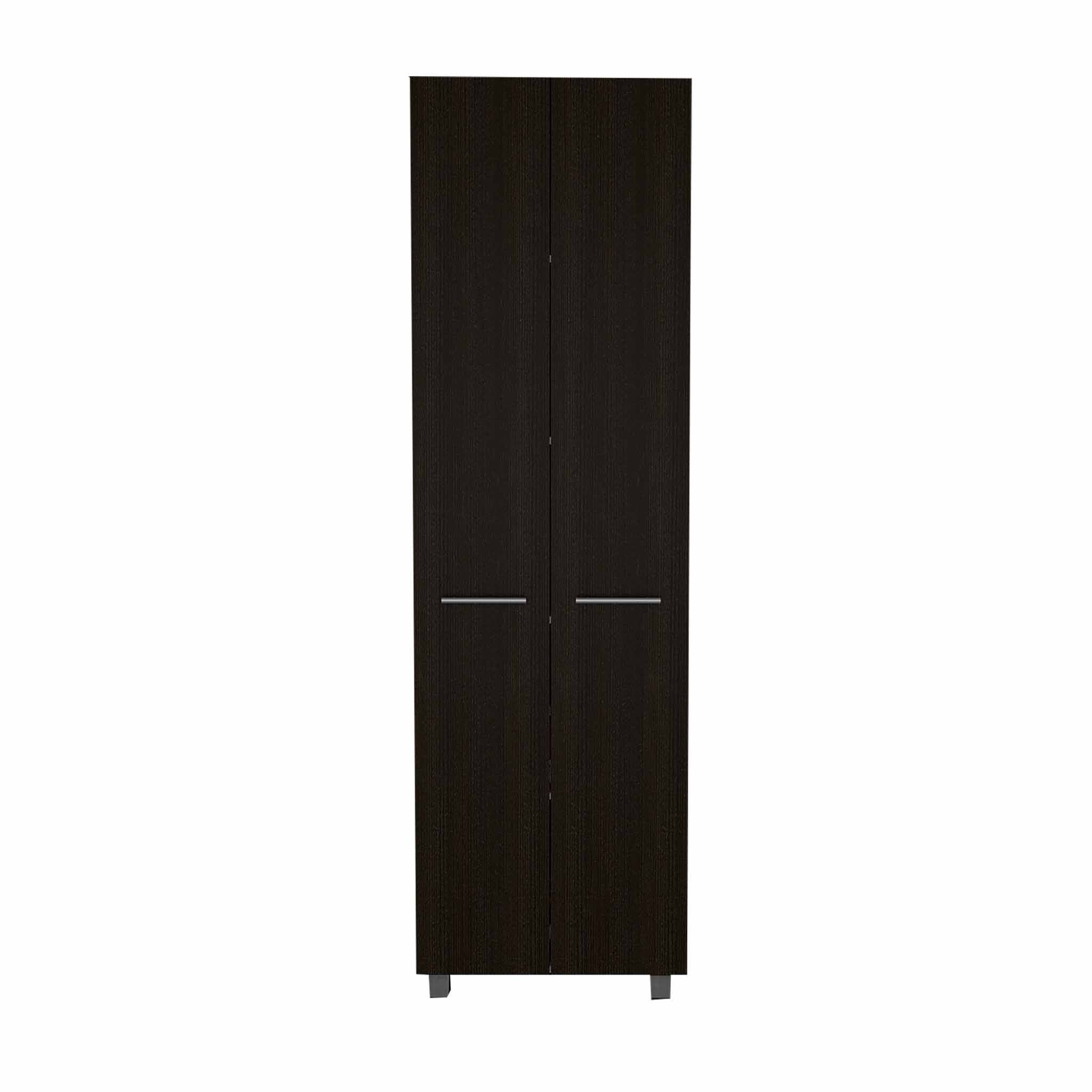79" Black Wood Pantry Or Storage Closet