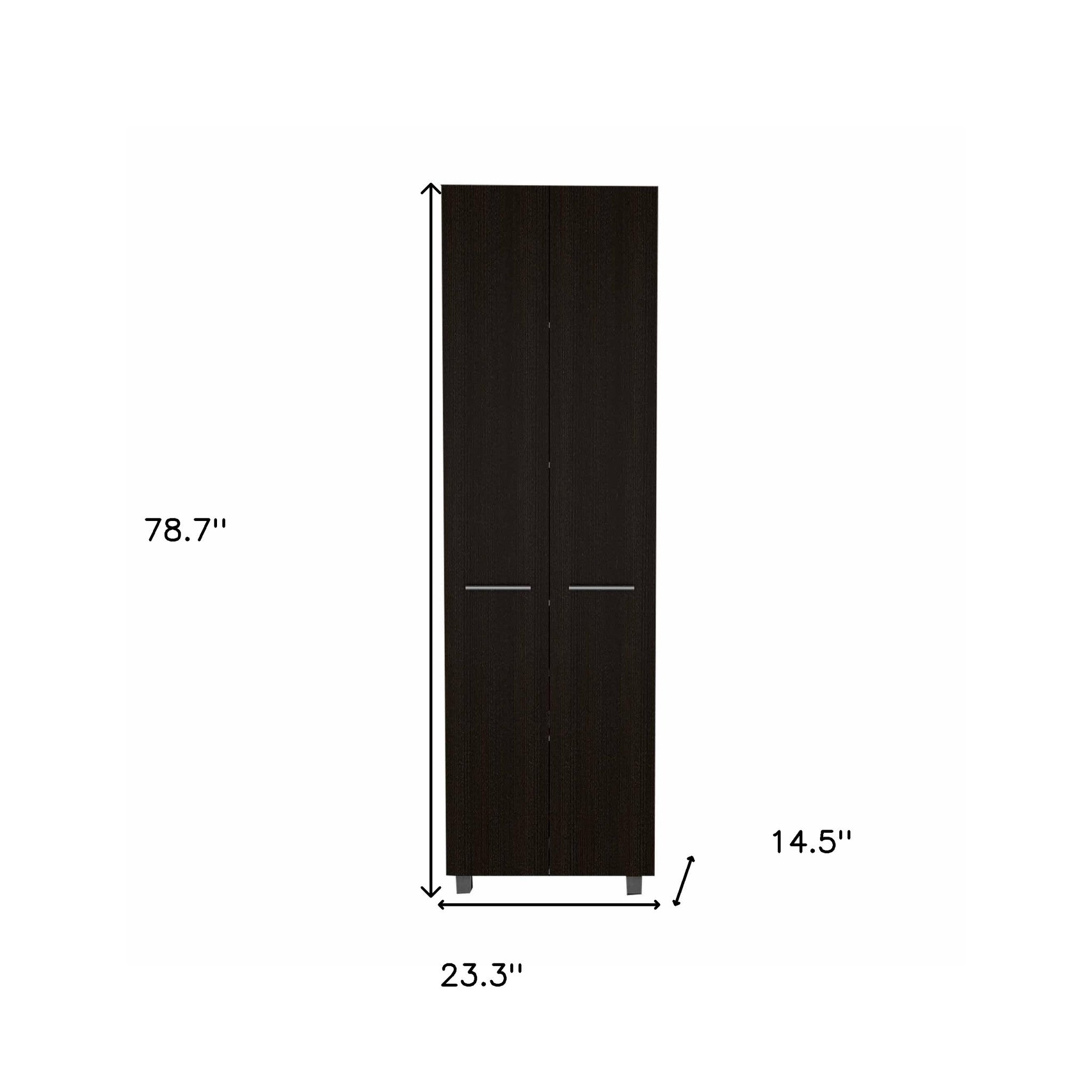 79" Black Wood Pantry Or Storage Closet