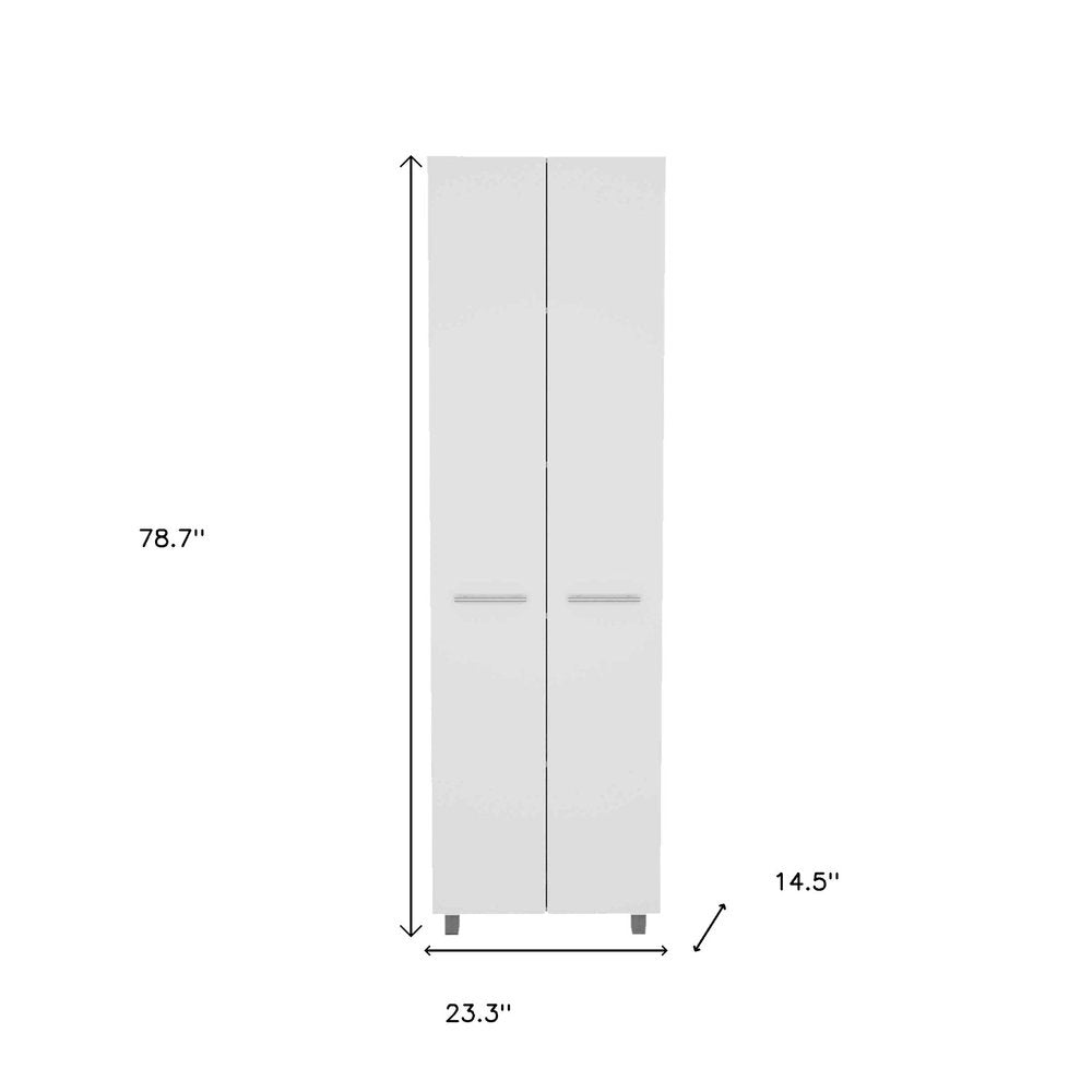 78" Modern White Pantry Cabinet with Two Full Size Doors