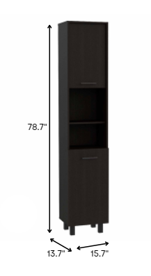 78" Modern Black Sleek and Tall Pantry Cabinet