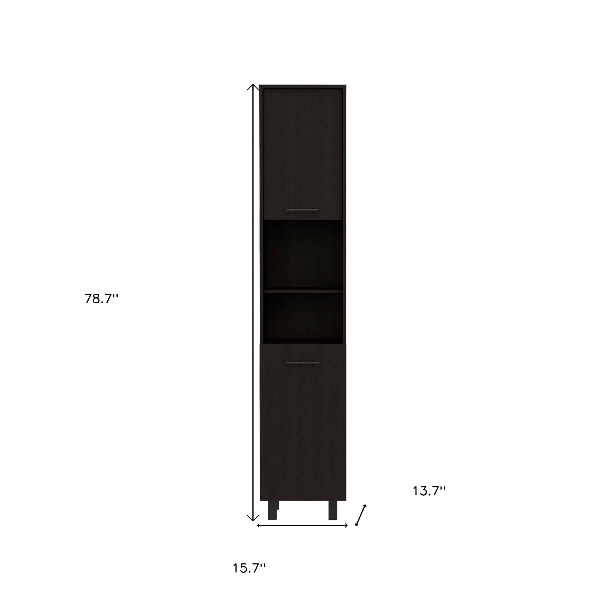 79" Black Wood Pantry Or Storage Closet