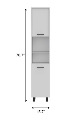 78" Modern White Pantry Cabinet with Five Shelves