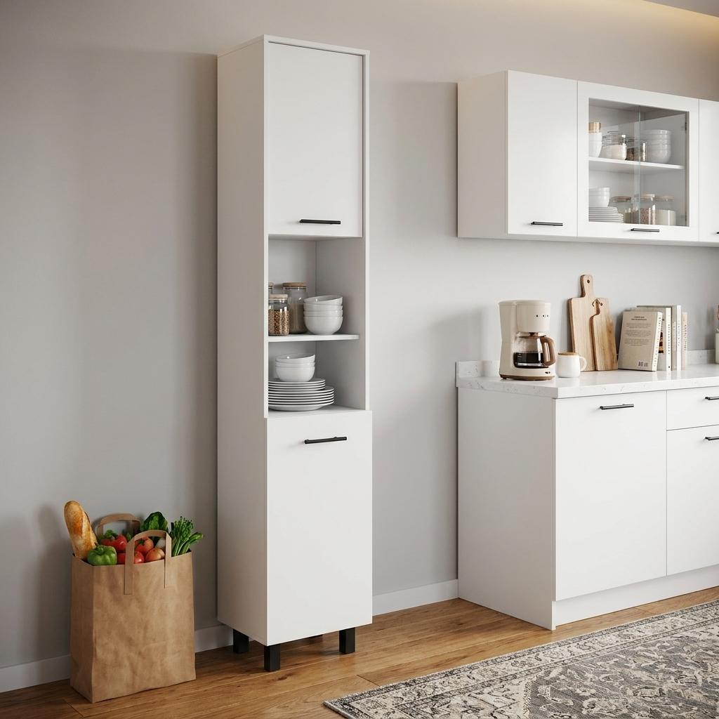 79" White Wood Pantry Or Storage Closet