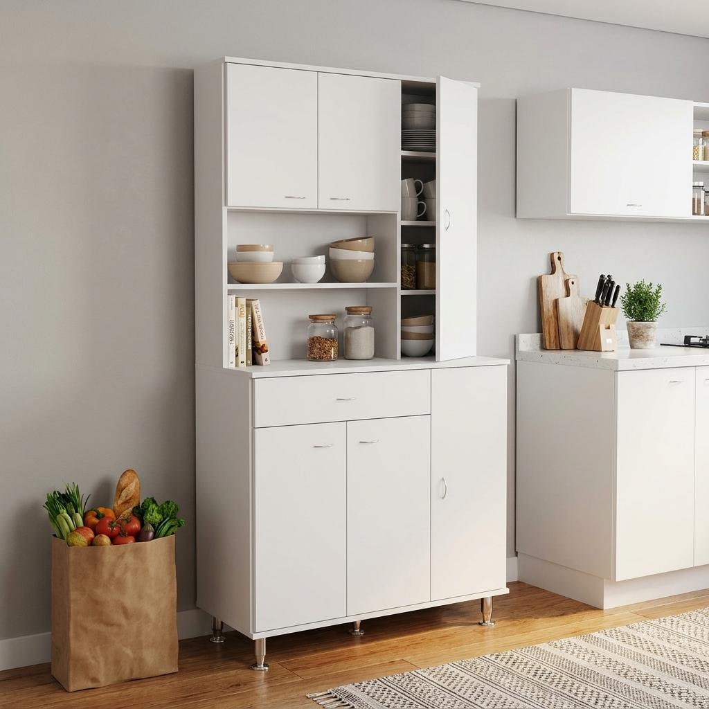 67" White Wood Pantry Or Storage Closet