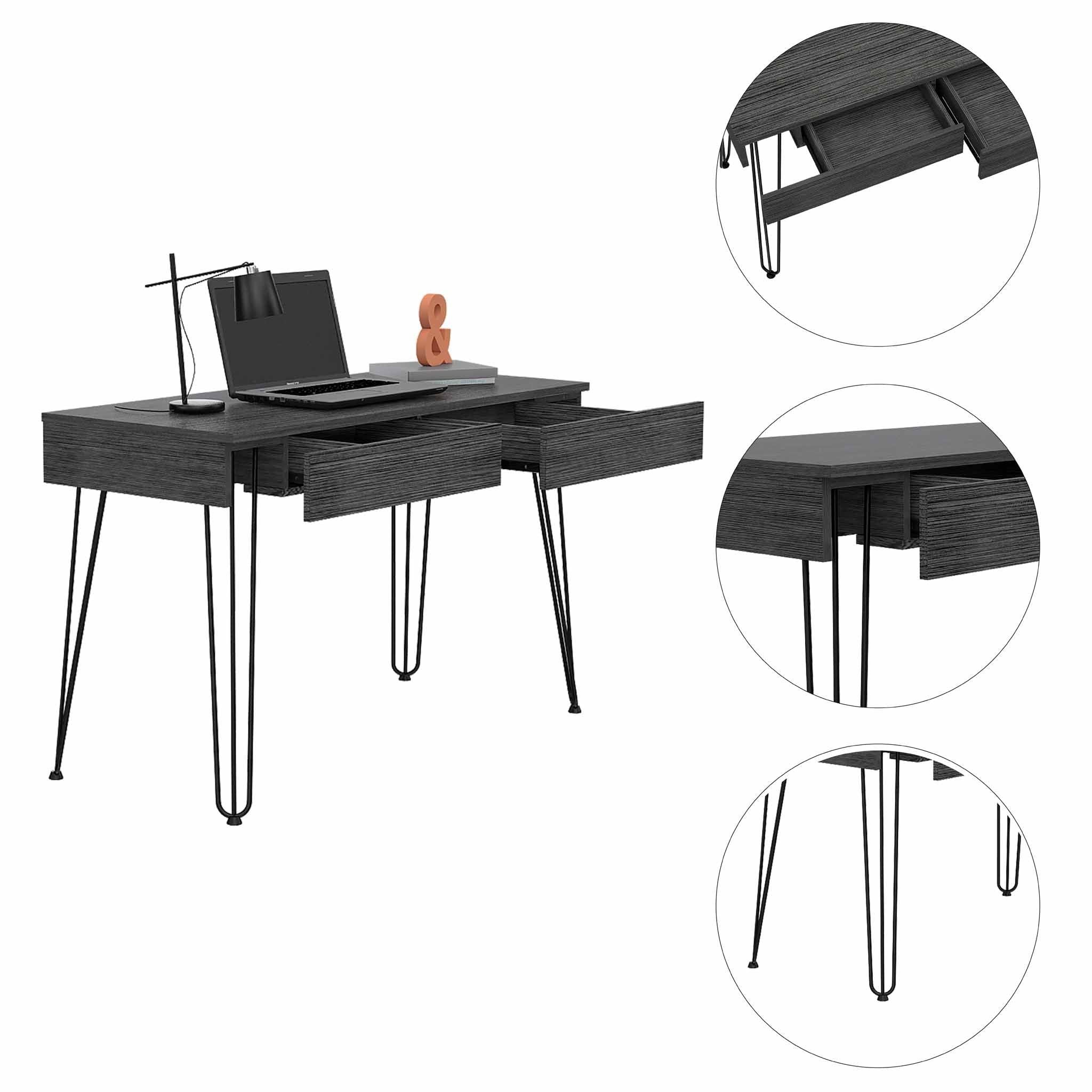47" Gray and Black Computer Desk
