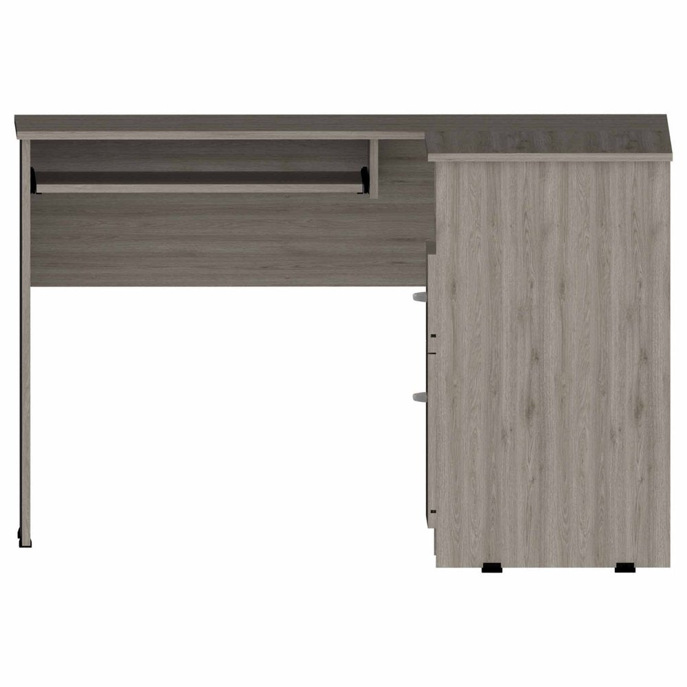 47" Light Gray L Shape Computer Desk With Two Drawers