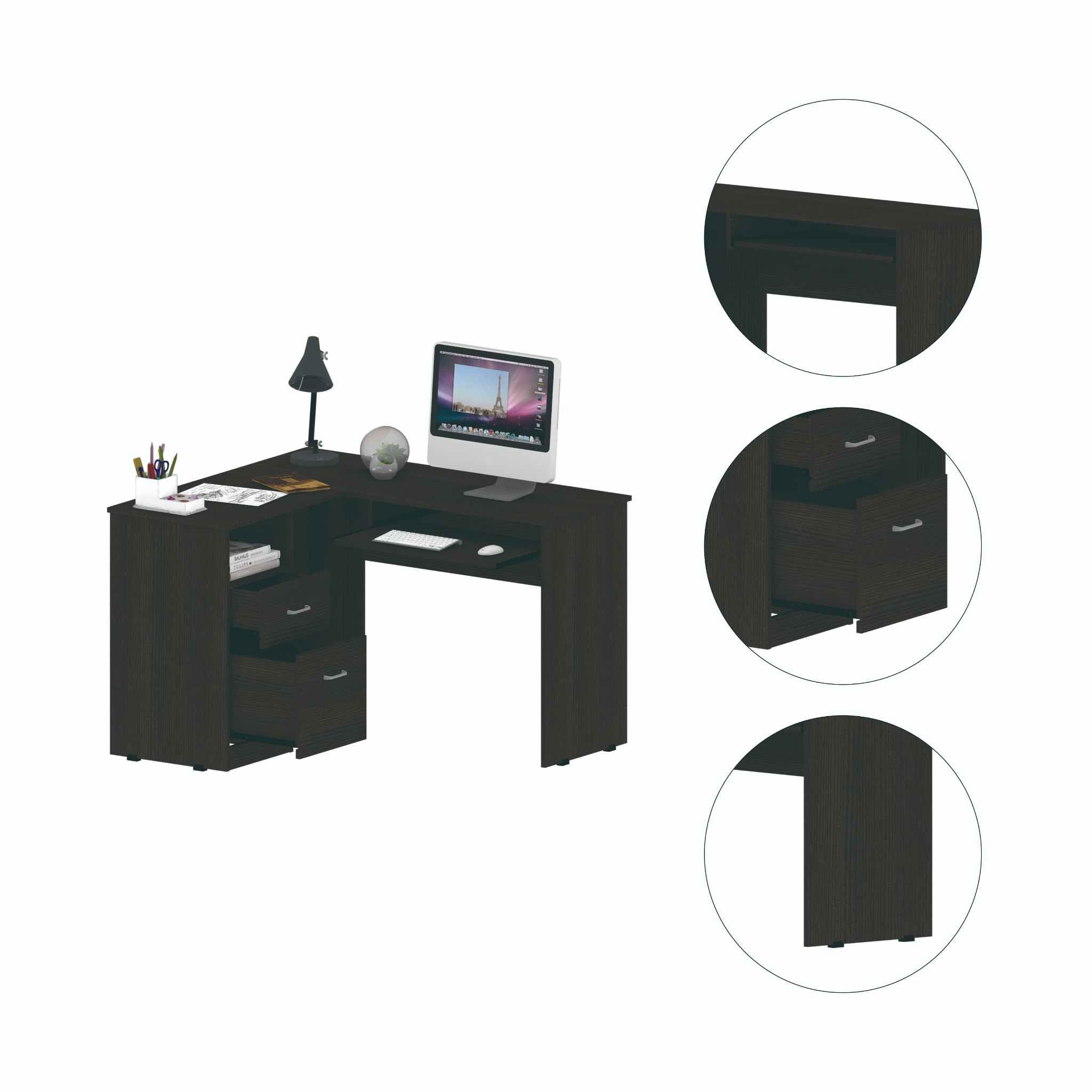 41" Black L Shape Computer Desk