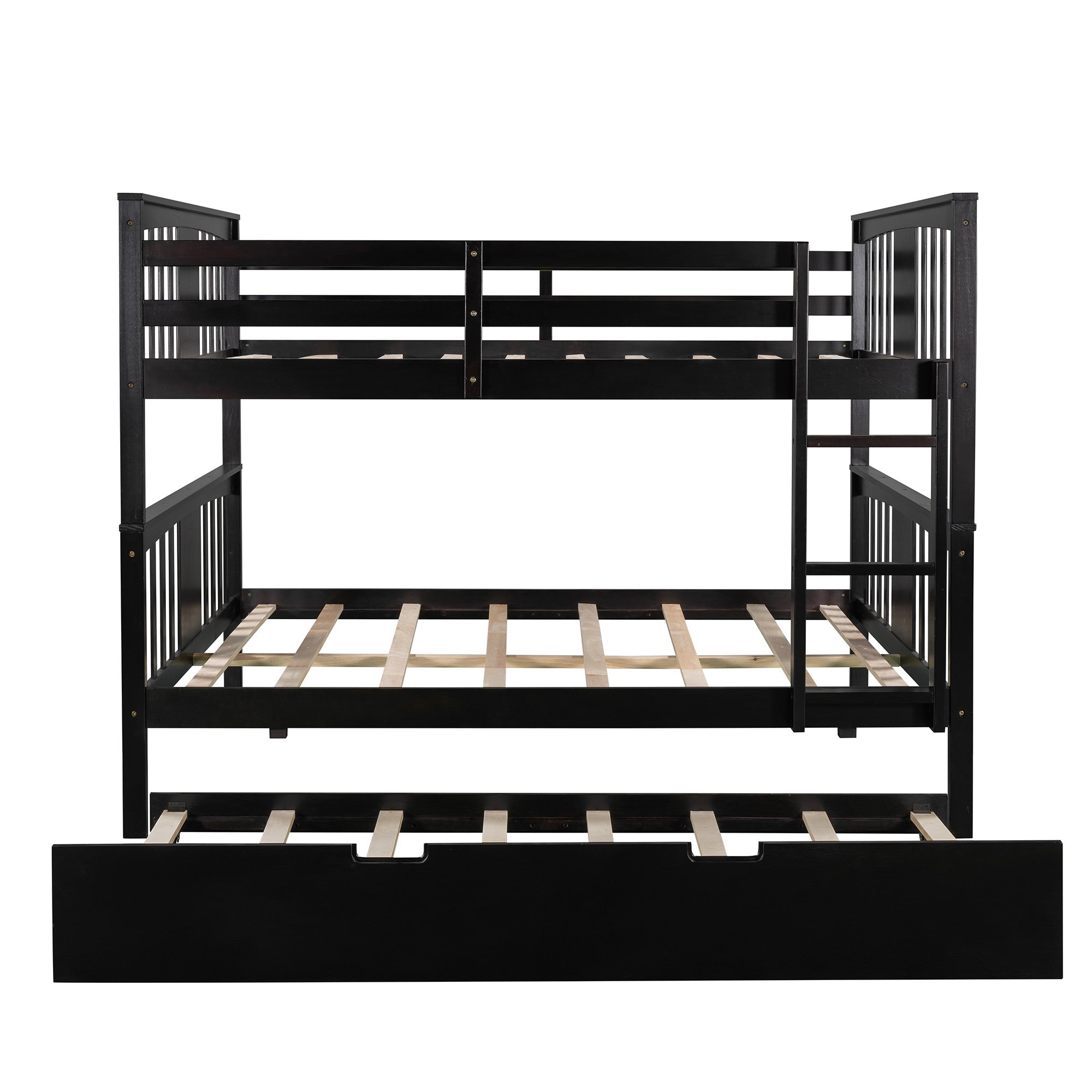 Brown Double Full Size Over Twin Trundle Bunk Bed