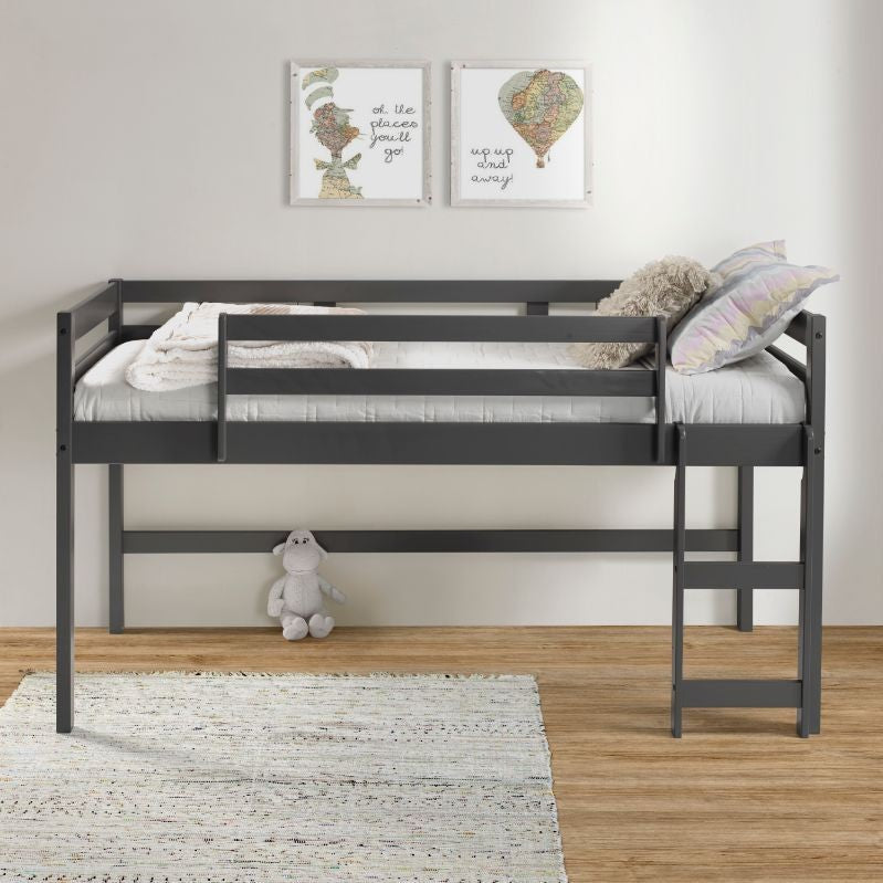 Twin Loft Bed Gray Finish