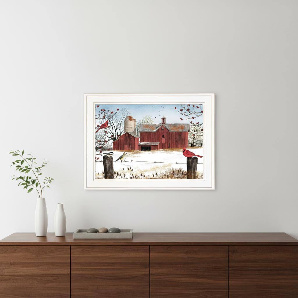 Winter Friends 2 White Framed Print Wall Art