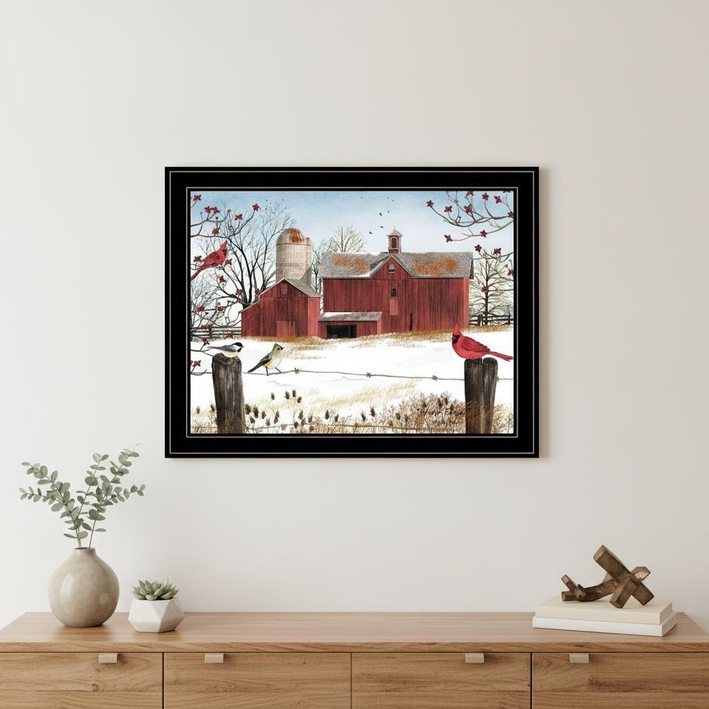 Winter Friends 8 Black Framed Print Wall Art