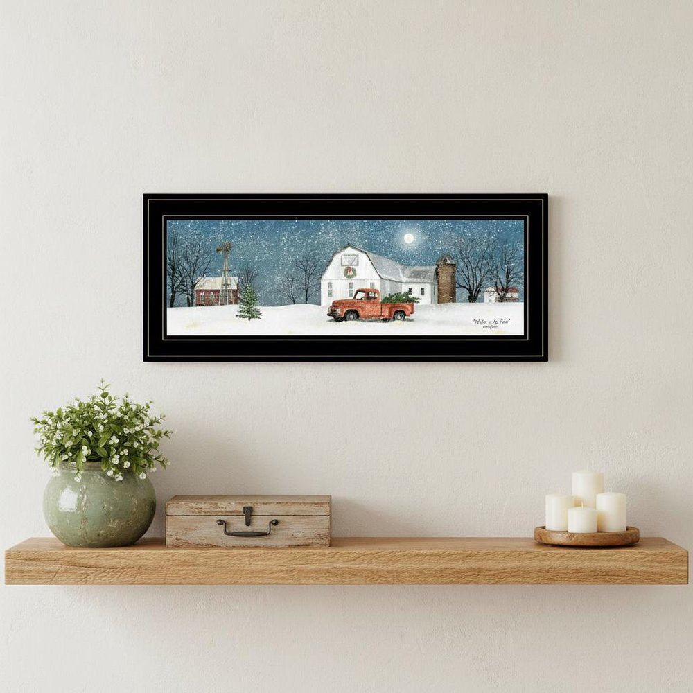 Winter on The Farm 2 Black Framed Print Wall Art