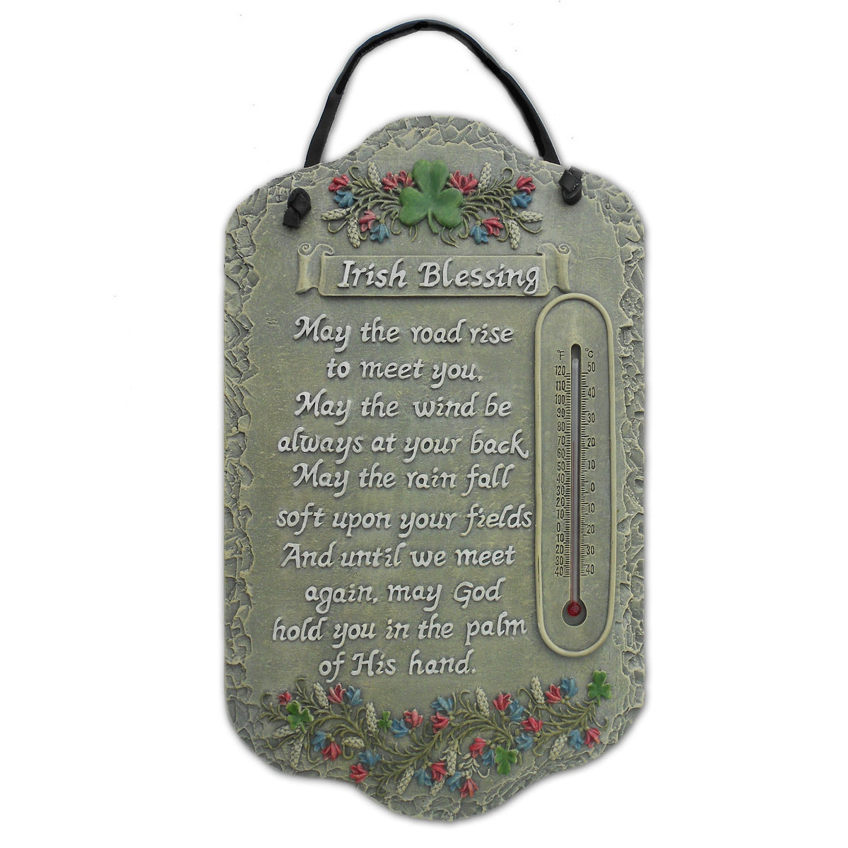 13" X 8" Gray Floral Irish Blessing Polyresin Wall Decor