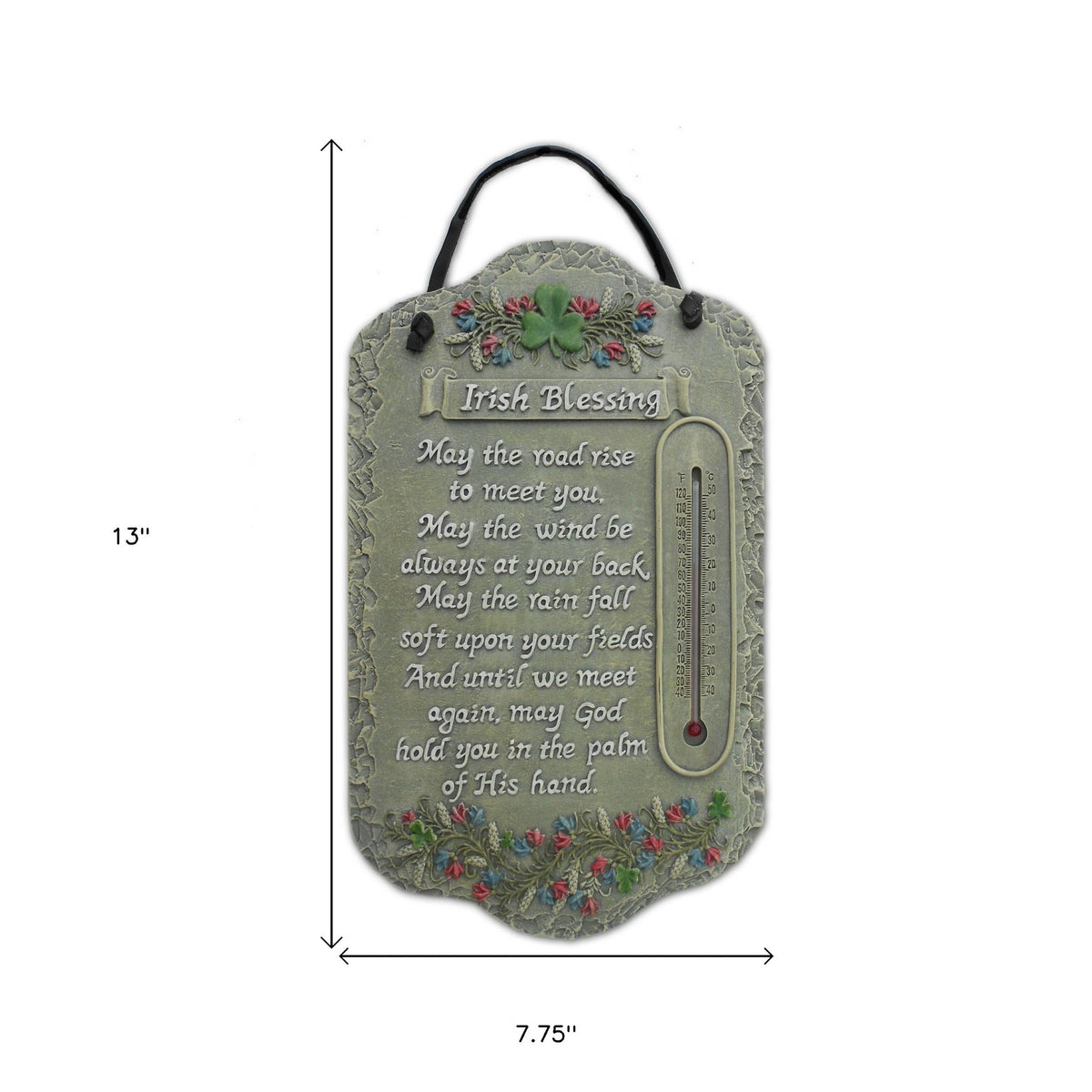 13" X 8" Gray Floral Irish Blessing Polyresin Wall Decor